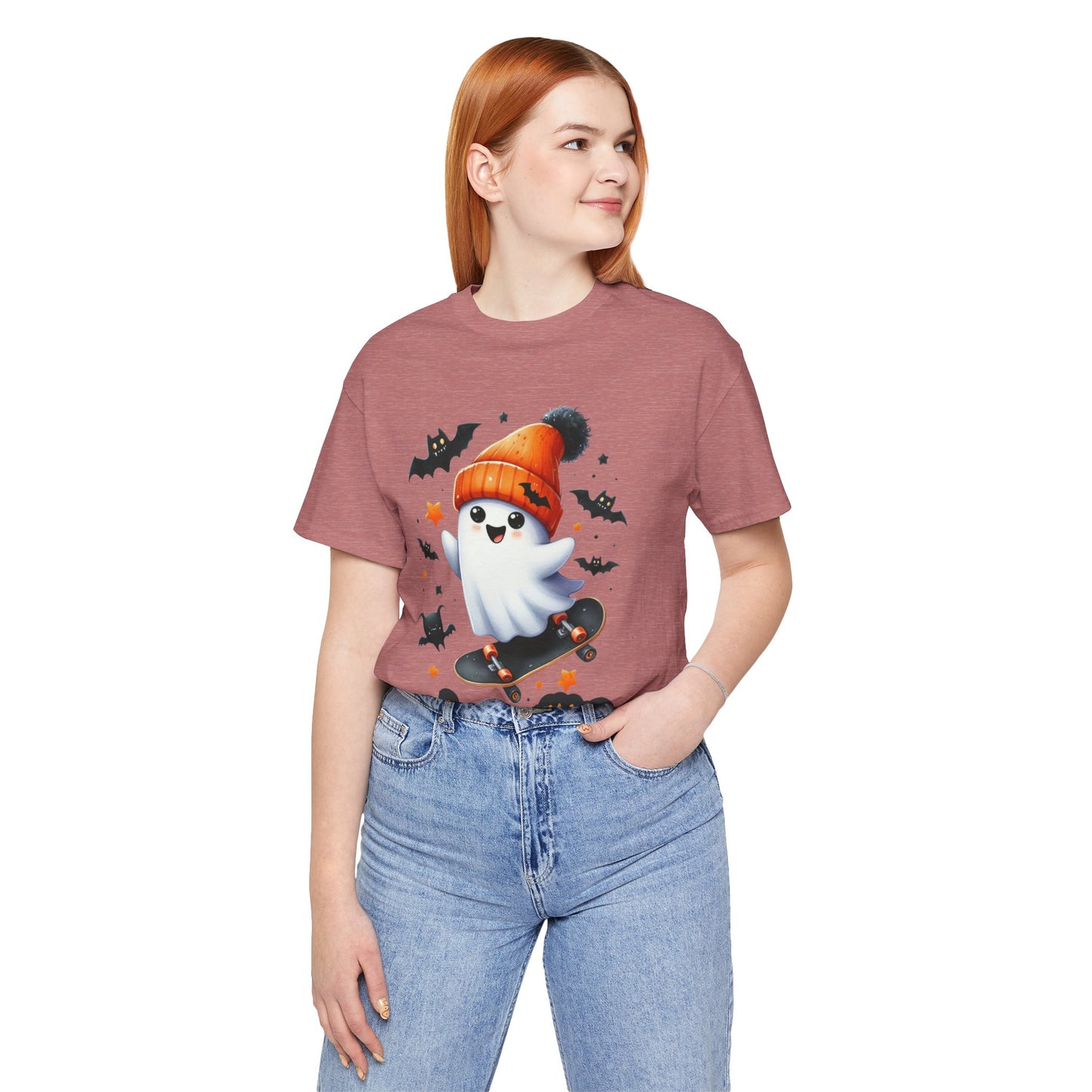 Stay Positive Cute Ghost T-shirt, Happy Halloween Skeleton T-shirt, Happy Halloween T-shirt, Trick Or Treat T-shirt, Halloween T-shirt, Cool Halloween T-shirt, Spooky T-shirt,