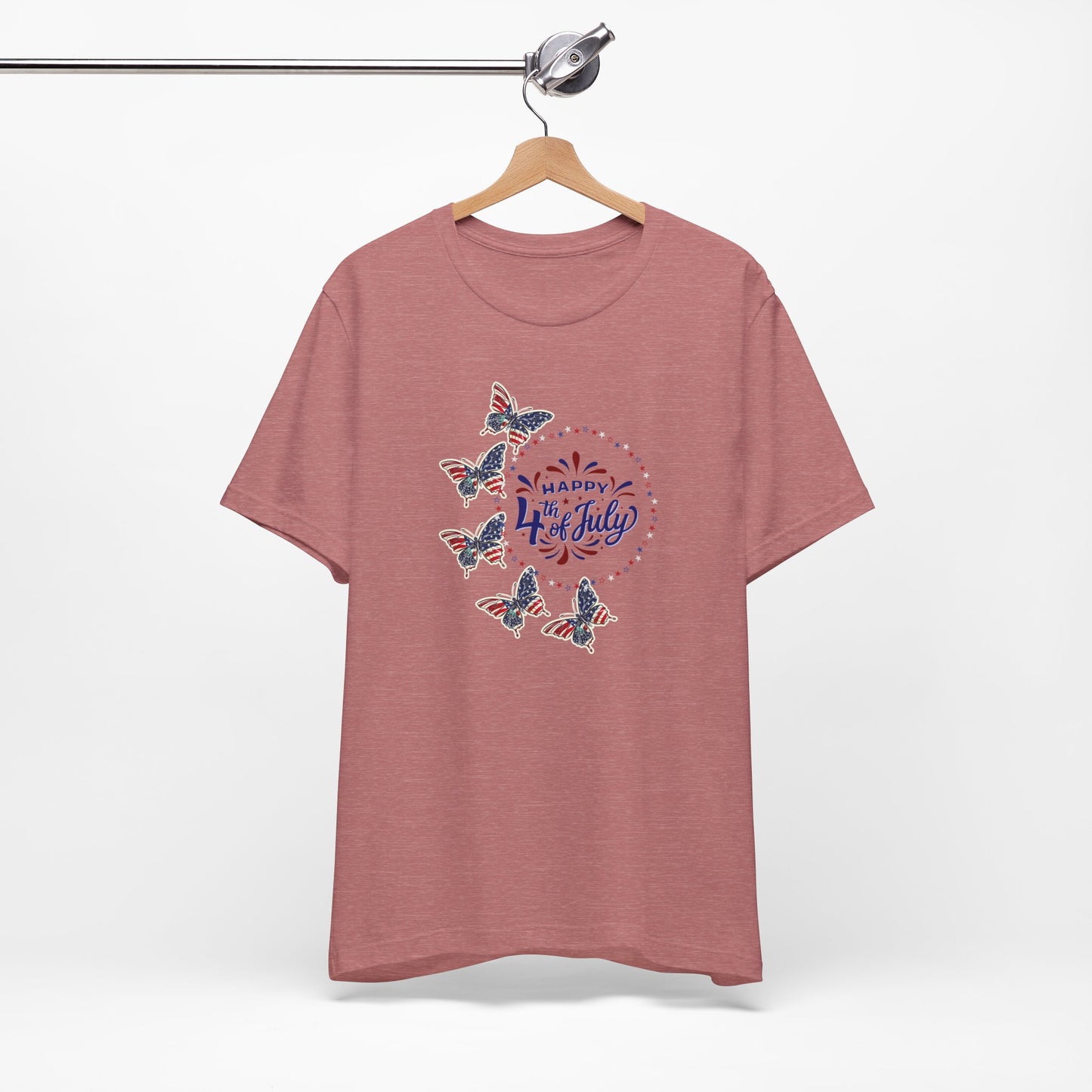 4th of July T-Shirt, Happy 4th Of July Butterfly T-Shirt, Fourth of July unisex jersey short sleeve.