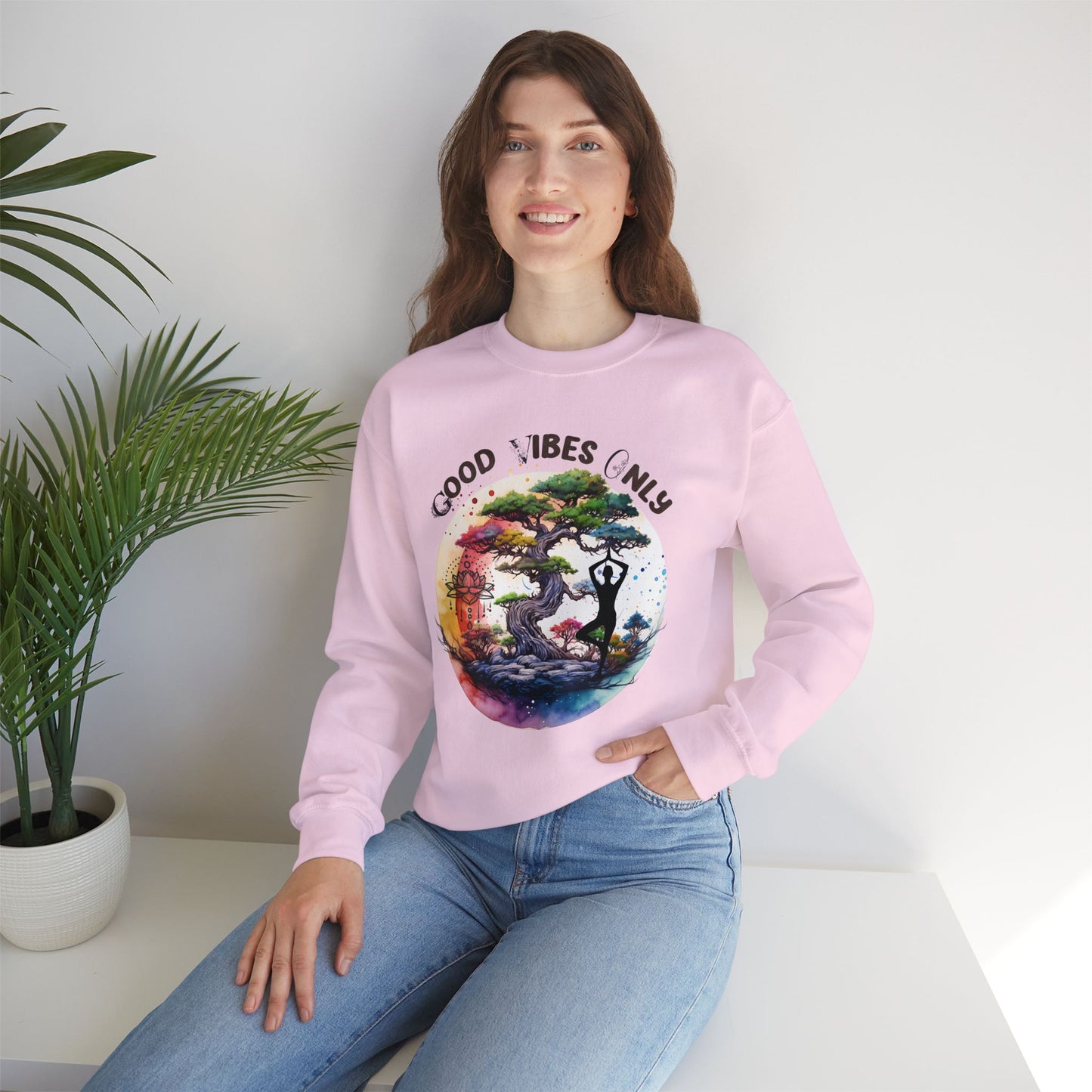 Good Vibes Only Yoga unisex heavy blend crewneck sweatshirt,Yoga workout Sweatshirt,Yoga lovers Sweatshirt, Yoga Instructor Gift, Gym Sweatshirt, Gift For Yoga lovers, Gift For Yogi.