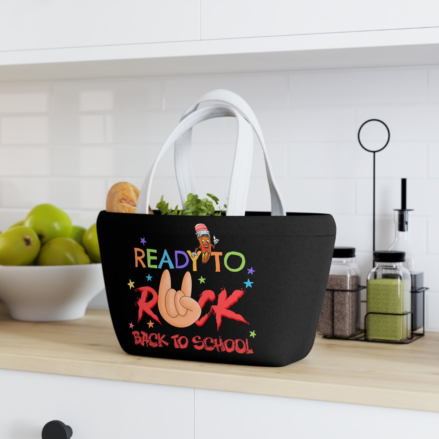 Ready To Rock Lunch Bag, Back To School Lunch Bag, Back to Learning Lunch Bag, Ready for School Lunch Bag. First day Of School.