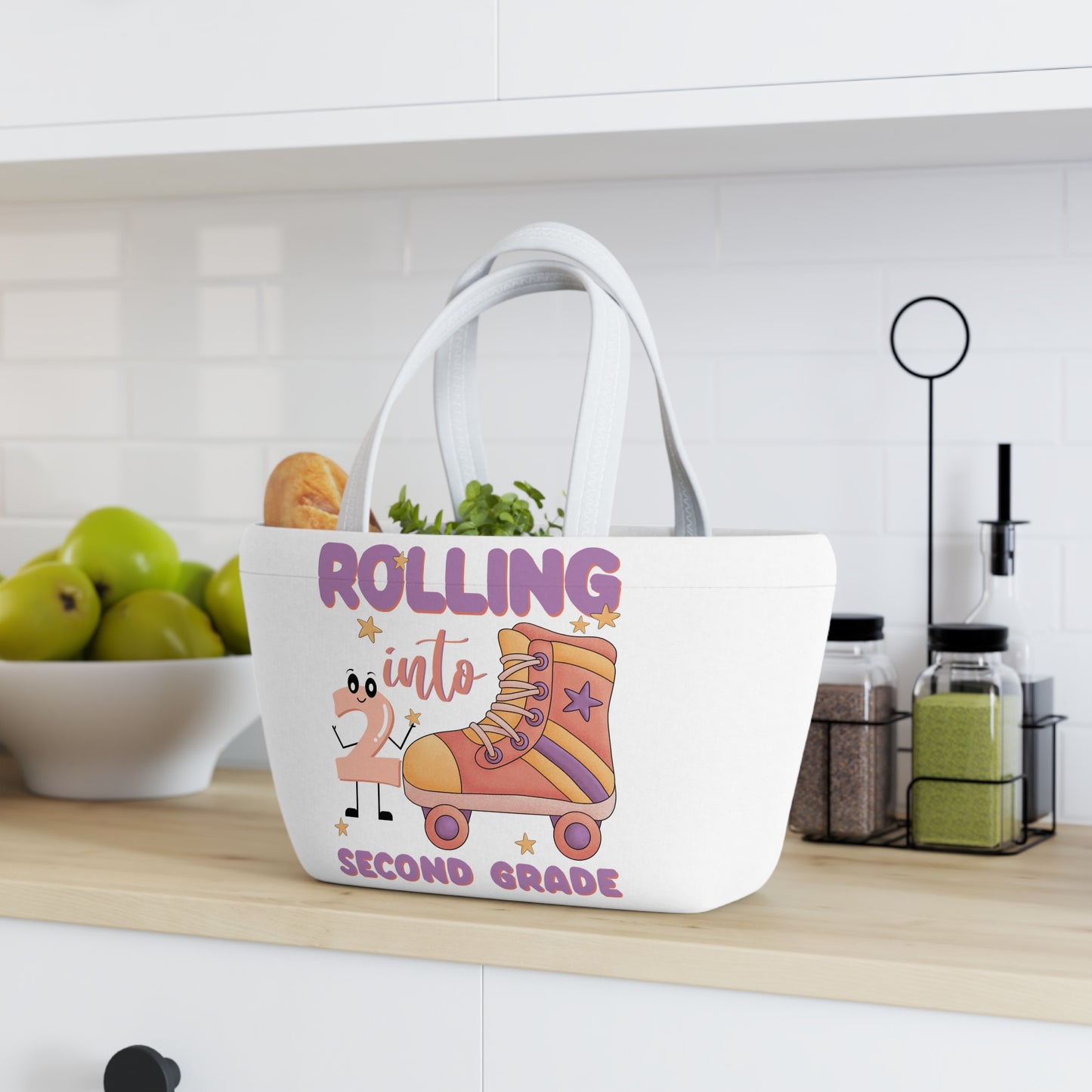 Rolling Into 2nd Grade Lunch Bag, Back To School Lunch Bag, Back to Learning Lunch Bag, Ready for School Lunch Bag. First day Of School.