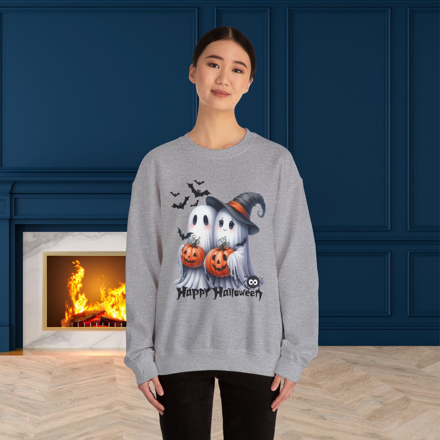Happy Halloween Sweatshirt, Happy Halloween Sweatshirt - Unisex Heavy Blend Crewneck, Halloween Sweatshirt, Cute Spooky Ghost sweatshirt.
