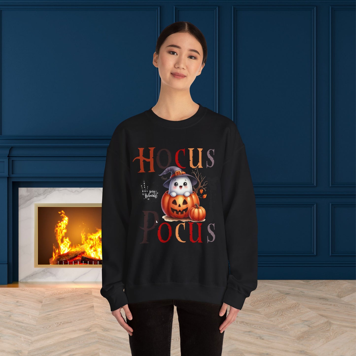 Hocus Pocus Happy Halloween Sweatshirt, Happy Halloween Sweatshirt - Unisex Heavy Blend Crewneck, Halloween Sweatshirt, Cute Spooky Ghost sweatshirt.