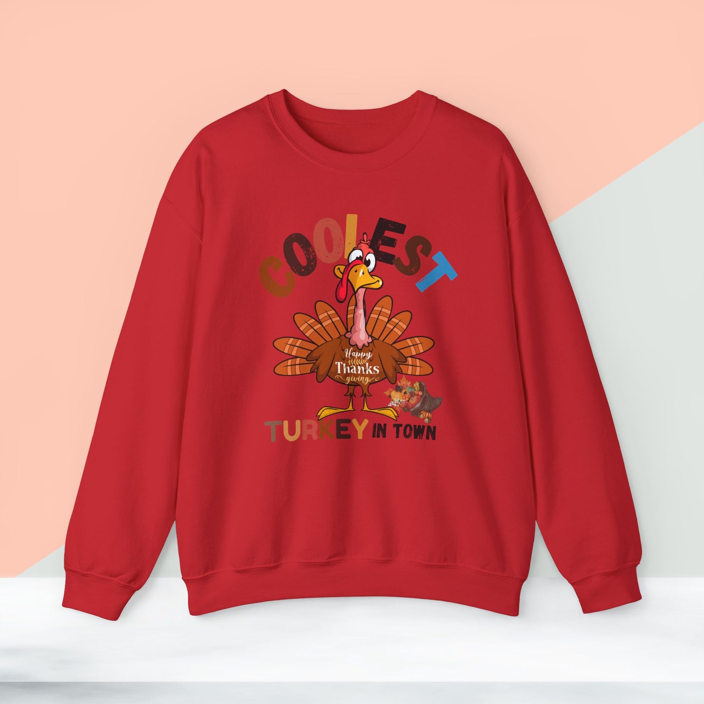 Coolest Turkey in Town Sweatshirt, HappyThanksgiving Sweatshirt - Unisex Heavy Blend, Happy Thanksgiving2024 Sweatshirt, Thanksgiving Gift, Festive Sweatshirt.