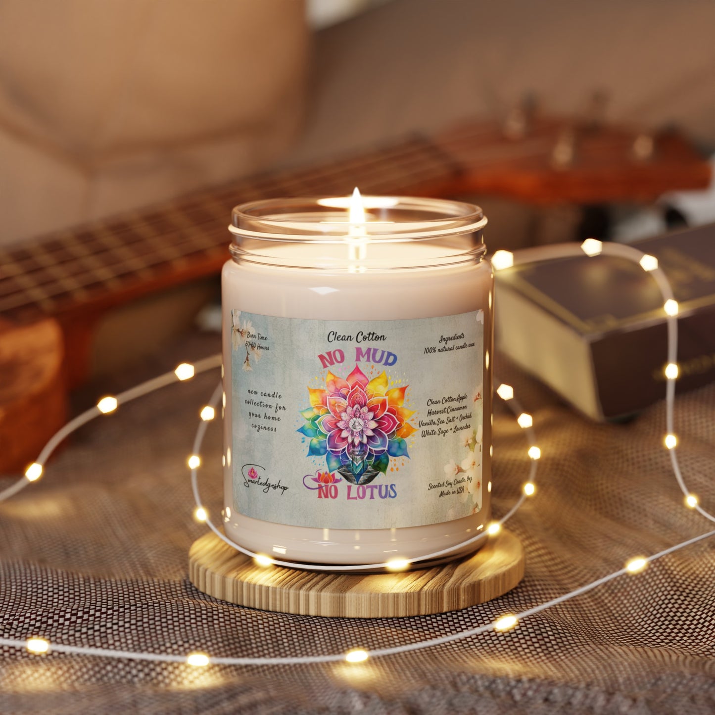 No Mud No Lotus Yoga Scented Soy Candle, 9oz,Yoga , CuteCandle, Mindful Gift, Yoga lovers candle, Yoga Instructor Gift, Gift For Yoga lovers, Gift For Yogi.