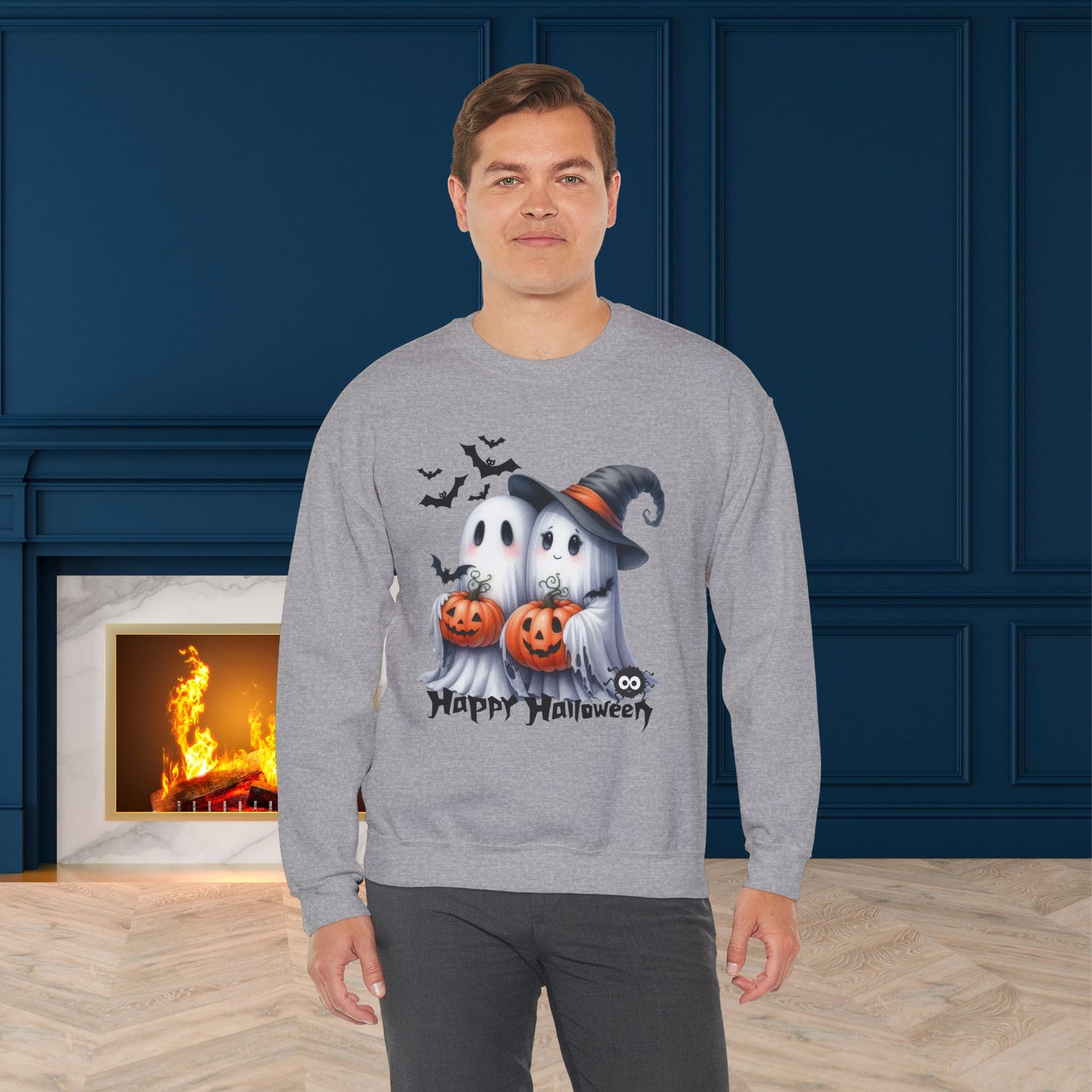 Happy Halloween Sweatshirt, Happy Halloween Sweatshirt - Unisex Heavy Blend Crewneck, Halloween Sweatshirt, Cute Spooky Ghost sweatshirt.