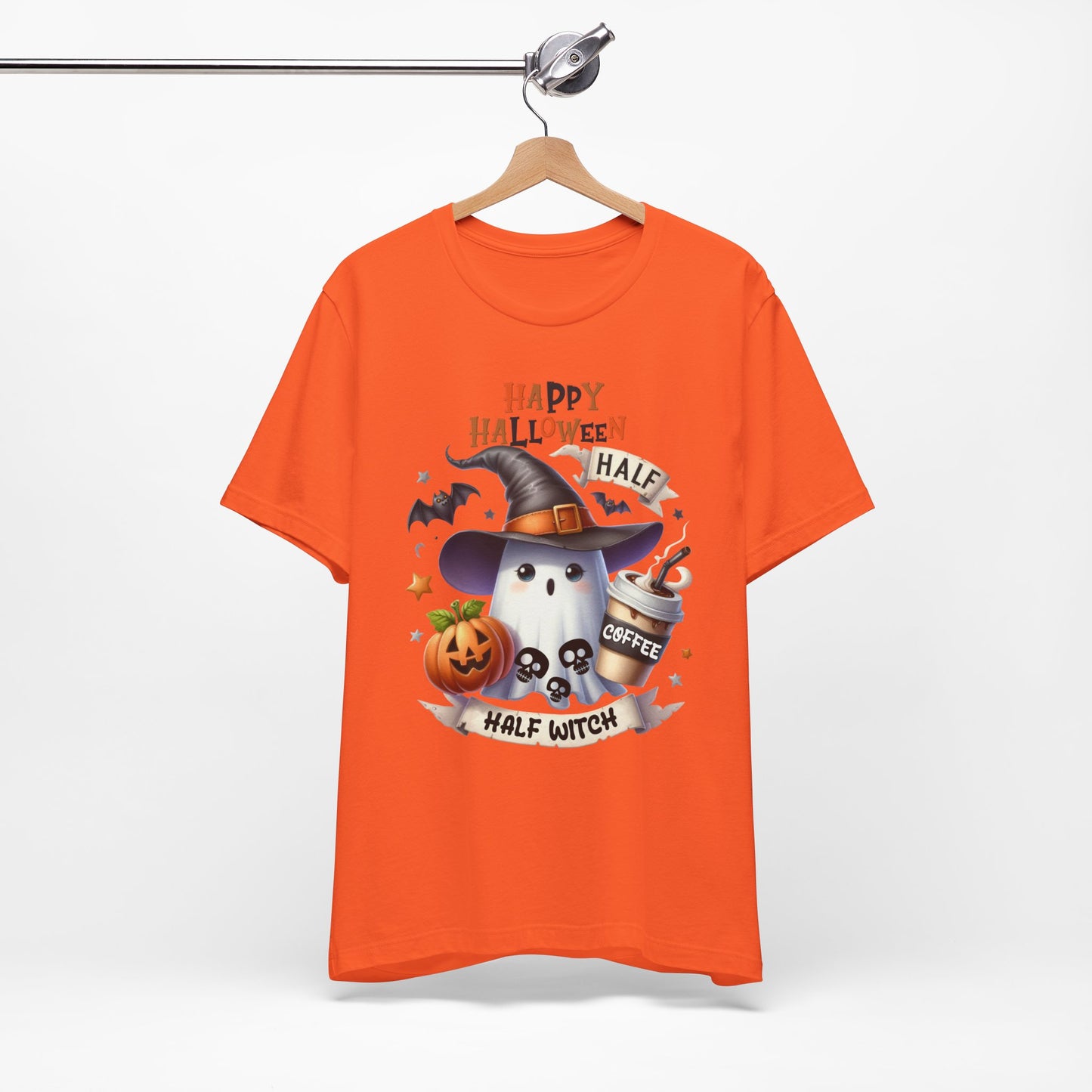 Half Coffee Half Witch T-shirt, Happy Halloween T-shirt, Trick Or Treat T-shirt, Halloween T-shirt, Cool Halloween T-shirt, Spooky T-shirt,