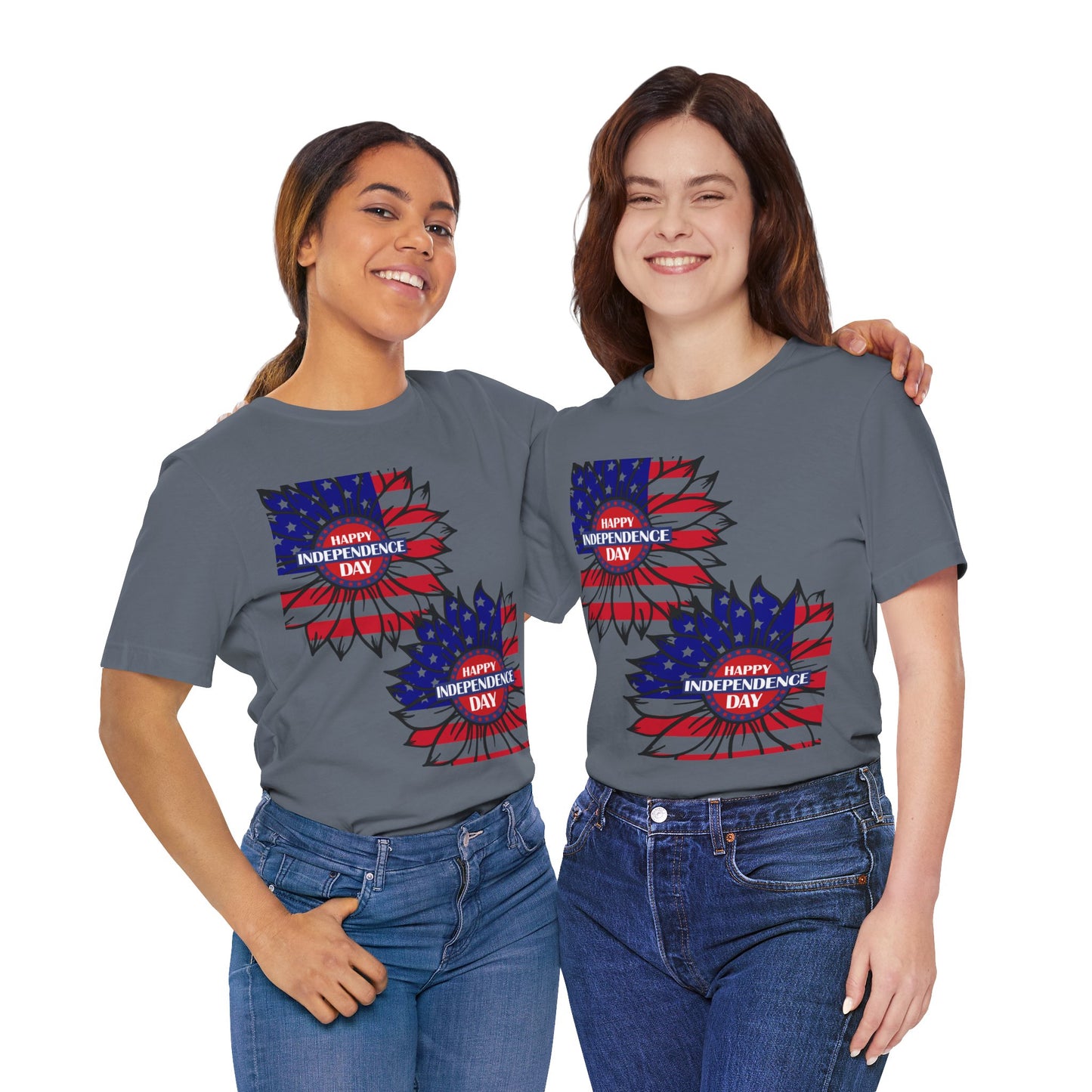 4th of July T-Shirt, Happy Independence Day Sunflower T-Shirt, Fourth of July unisex jersey short sleeve.