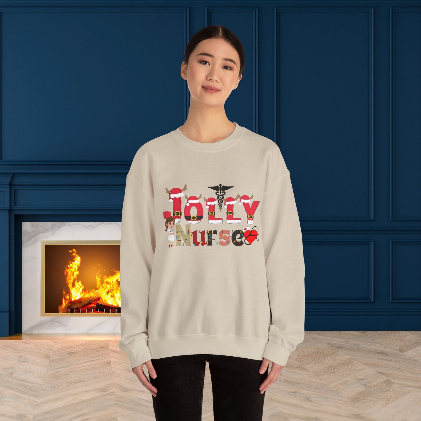 Jolly Nurse Christmas Sweatshirt - Unisex Heavy Blend.