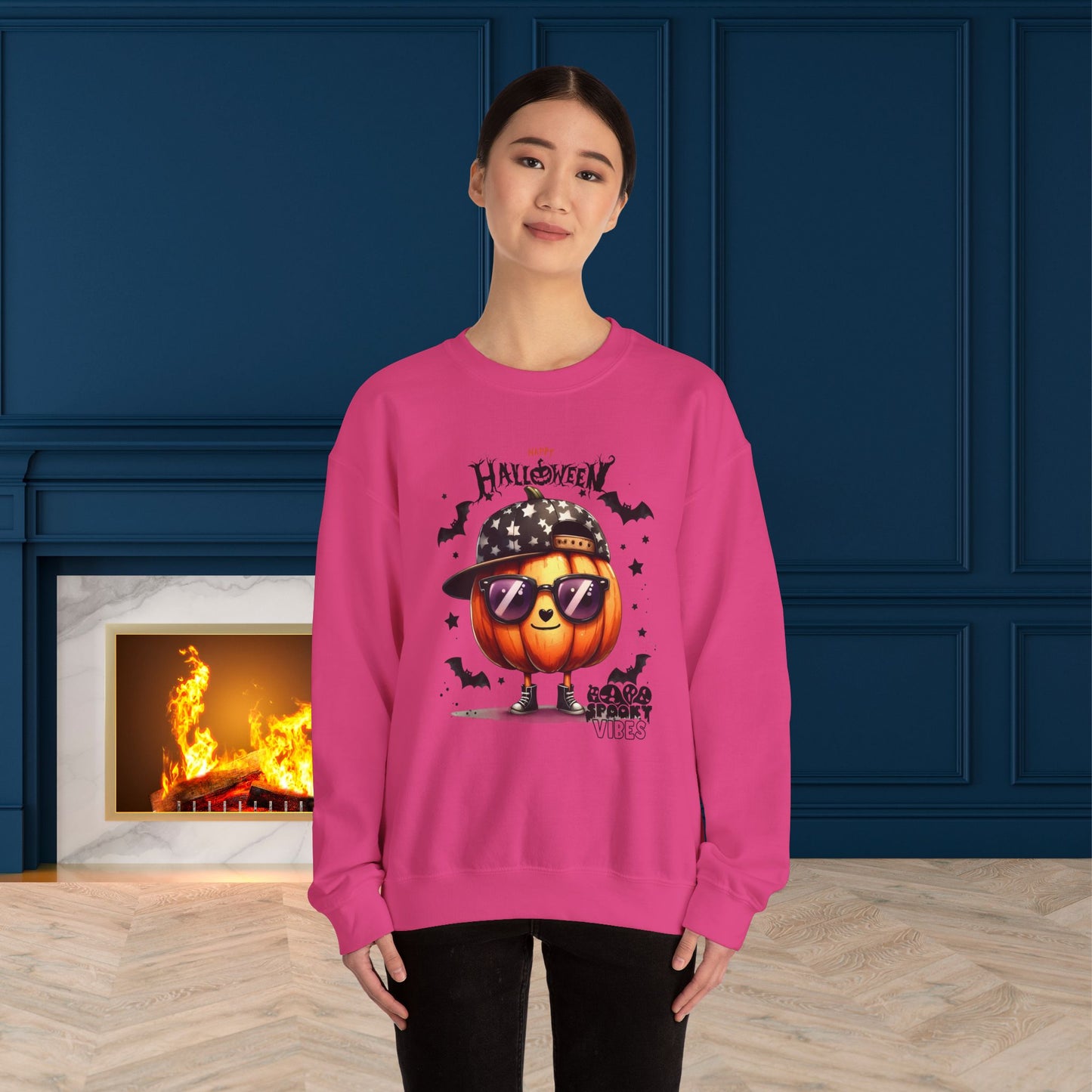 Spooky Vibes Halloween Sweatshirt, Happy Halloween Sweatshirt - Unisex Heavy Blend Crewneck, Halloween Sweatshirt, Cute Spooky Ghost sweatshirt.