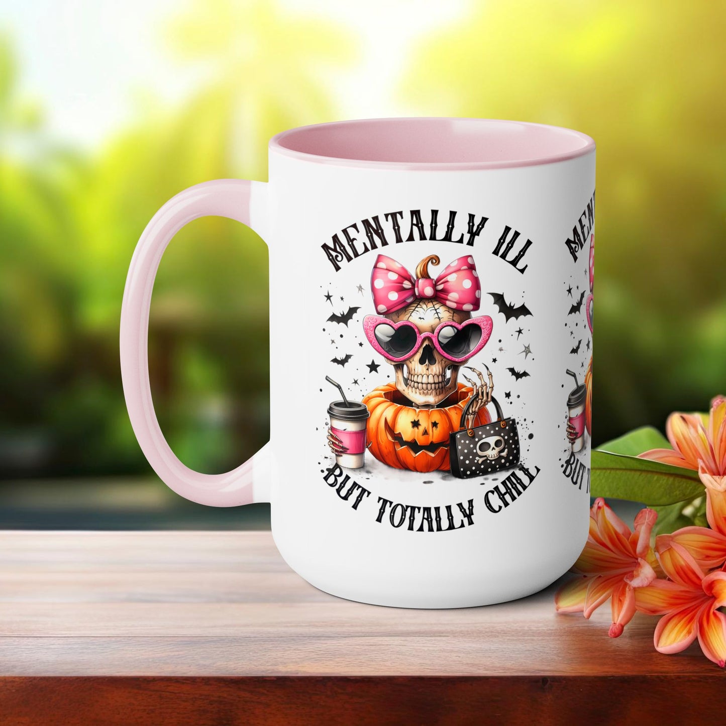 Mentally Ill But Totally Chill Halloween Coffee Mug, Let's Go Halloween Coffee Mug, Trick or Treat Halloween Coffee Mug, Cute Skeleton Coffee Mug, Spooky Season Halloween Coffee Mug.
