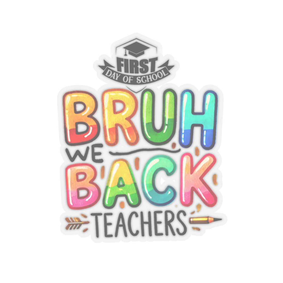 Bruh We Back Teachers Back To School Kiss-Cut Stickers, First Grade Squad Kiss-Cut Stickers, Gift for First graders, Ready for School, Back to Learning.