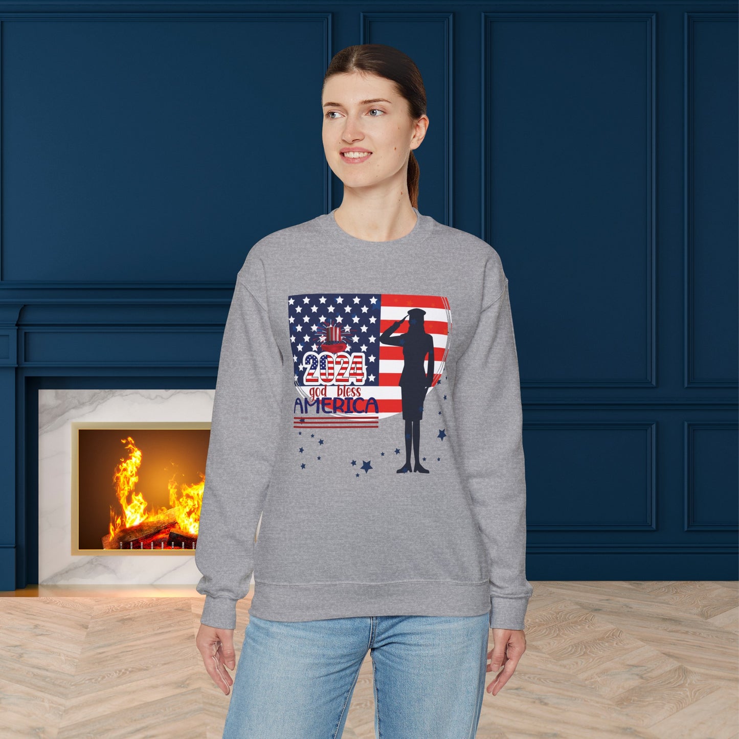 Happy 4th Of July Sweatshirt, God Bless America Sweatshirt, Fourth of July unisex heavy blend crewneck sweatshirt.