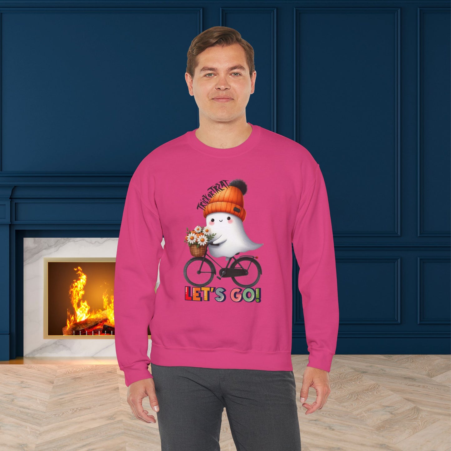 Let's Go Happy Halloween Sweatshirt, Happy Halloween Sweatshirt - Unisex Heavy Blend Crewneck, Halloween Sweatshirt, Cute Spooky Ghost sweatshirt.