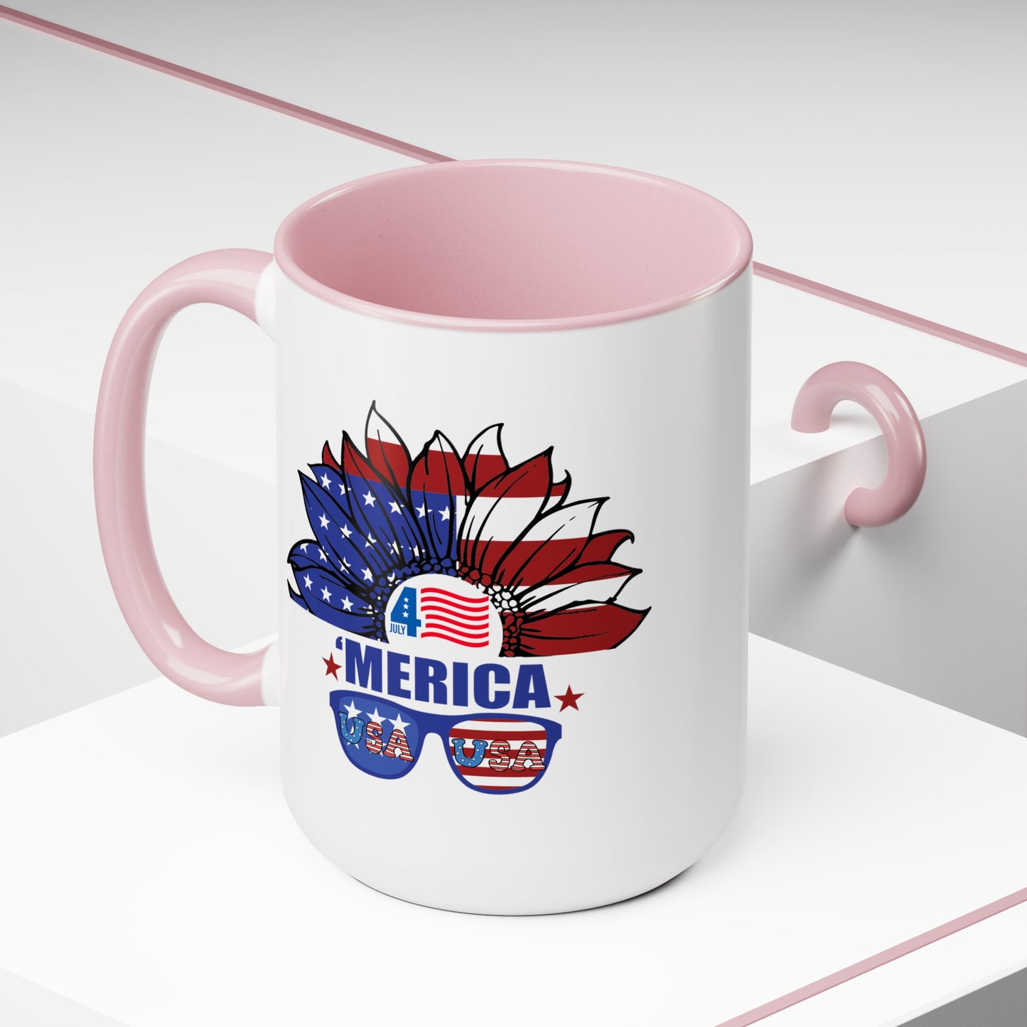 Happy 4th Of July Two -Tone Coffee Mug.15oz.
