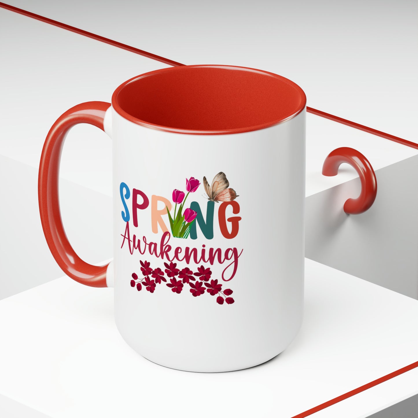 Spring Awakening Two-Tone Coffee Mugs, 15oz