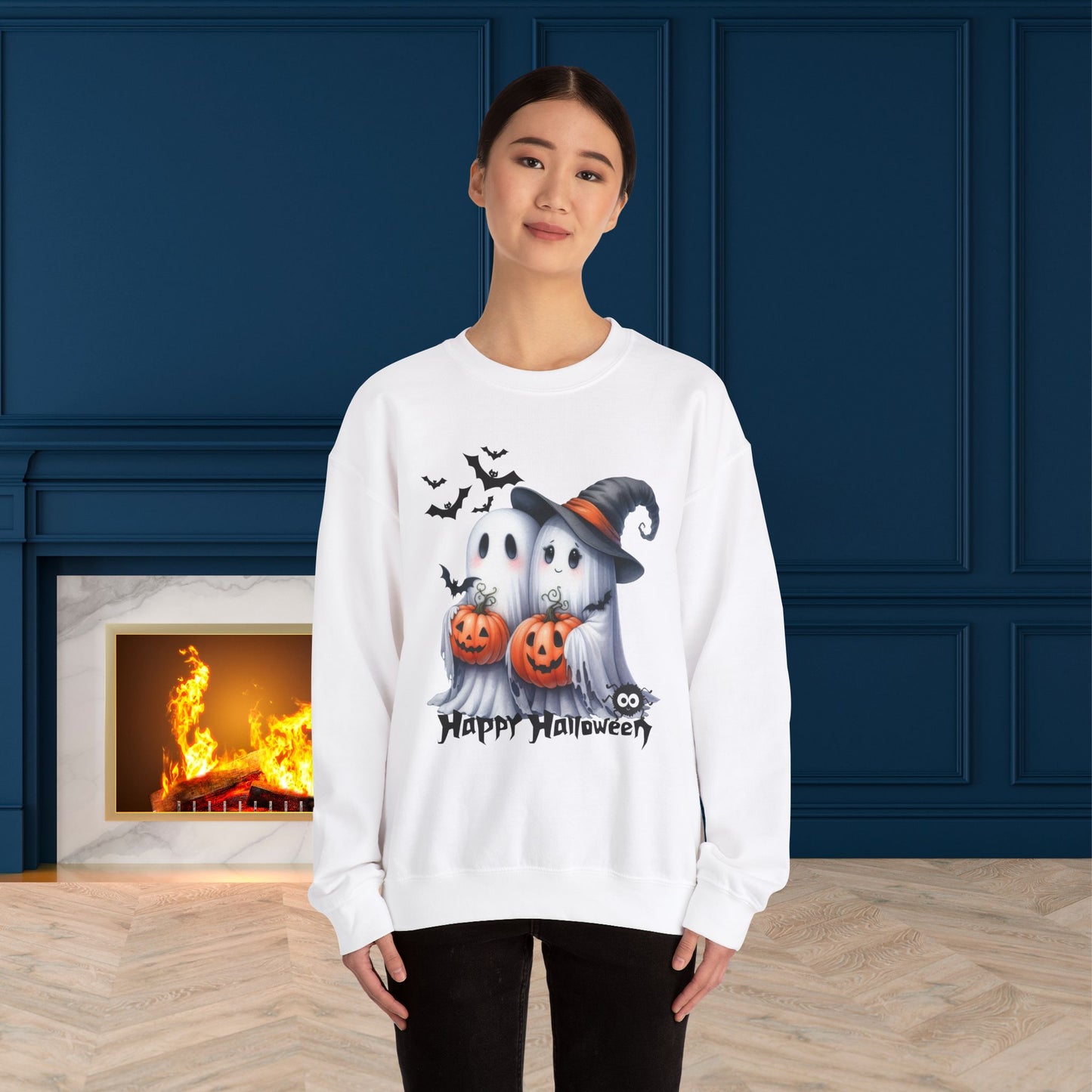 Happy Halloween Sweatshirt, Happy Halloween Sweatshirt - Unisex Heavy Blend Crewneck, Halloween Sweatshirt, Cute Spooky Ghost sweatshirt.