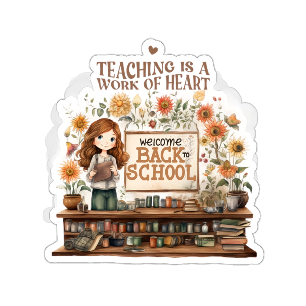 Teaching Is A Work Of Heart Back To School Kiss-Cut Stickers, First Grade Squad Kiss-Cut Stickers, Gift for First graders, Ready for School, Back to Learning.
