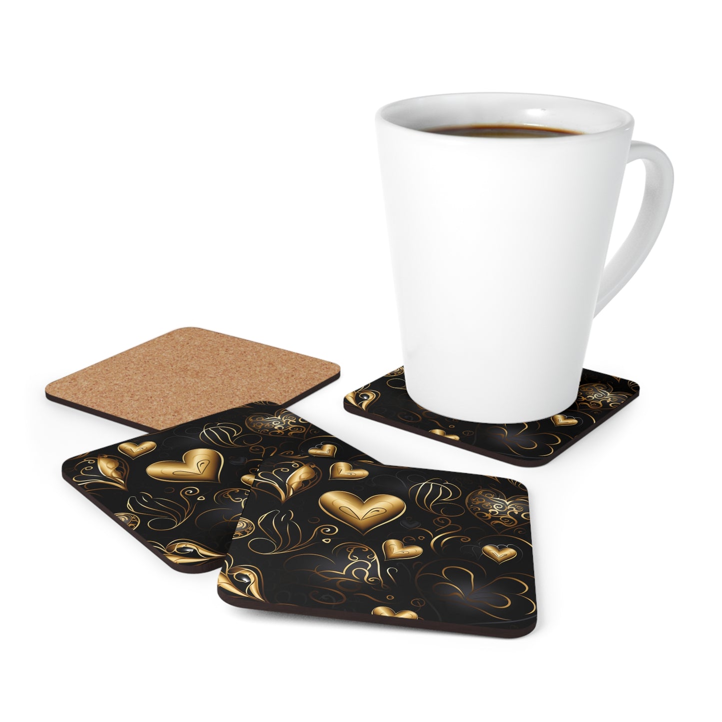Happy Valentines Day Corkwood Coaster Set