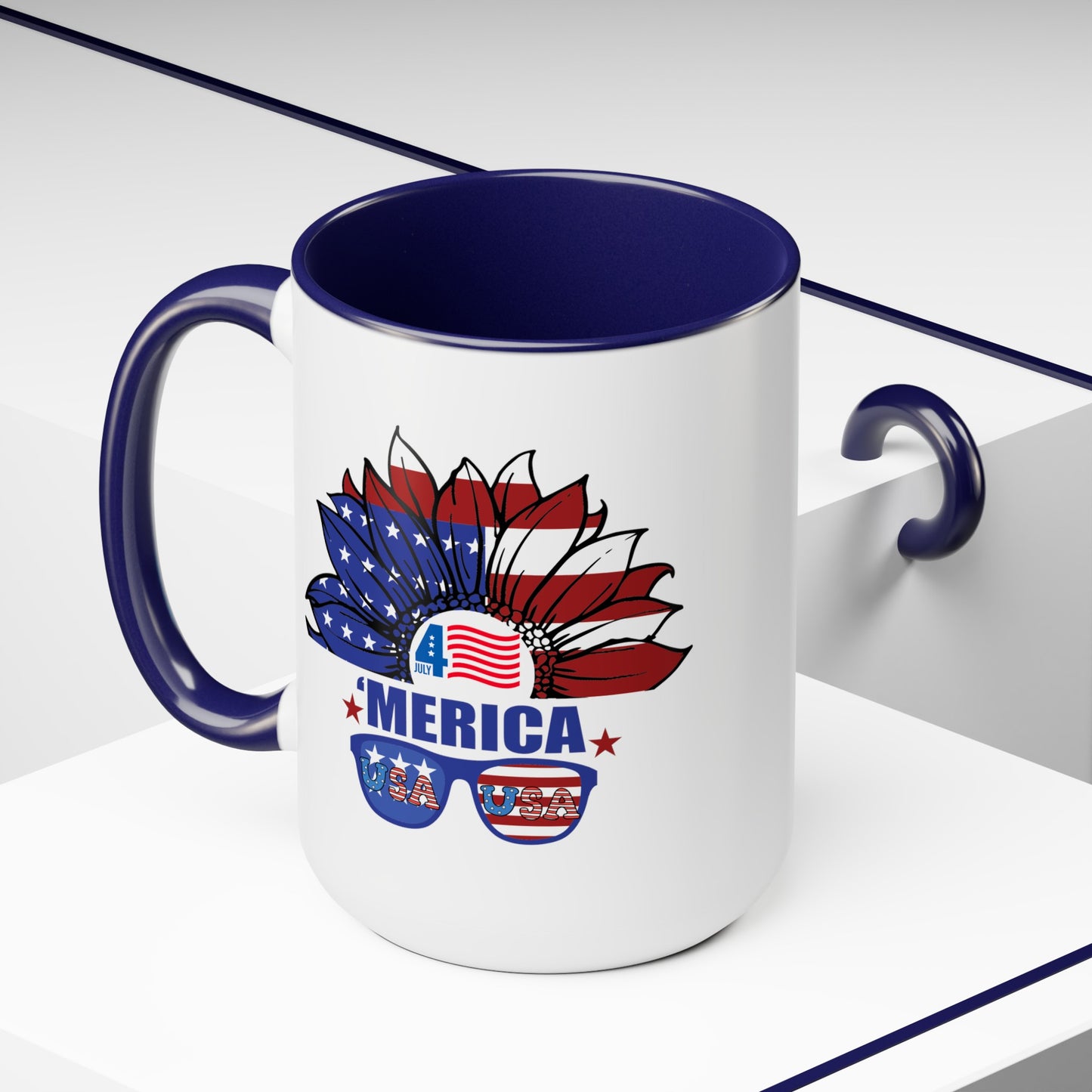 Happy 4th Of July Two -Tone Coffee Mug.15oz.