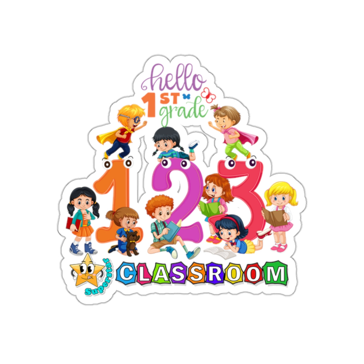 Back To School Kiss-Cut Stickers, First Grade Squad Kiss-Cut Stickers, Gift for First graders, Ready for School, Back to Learning.