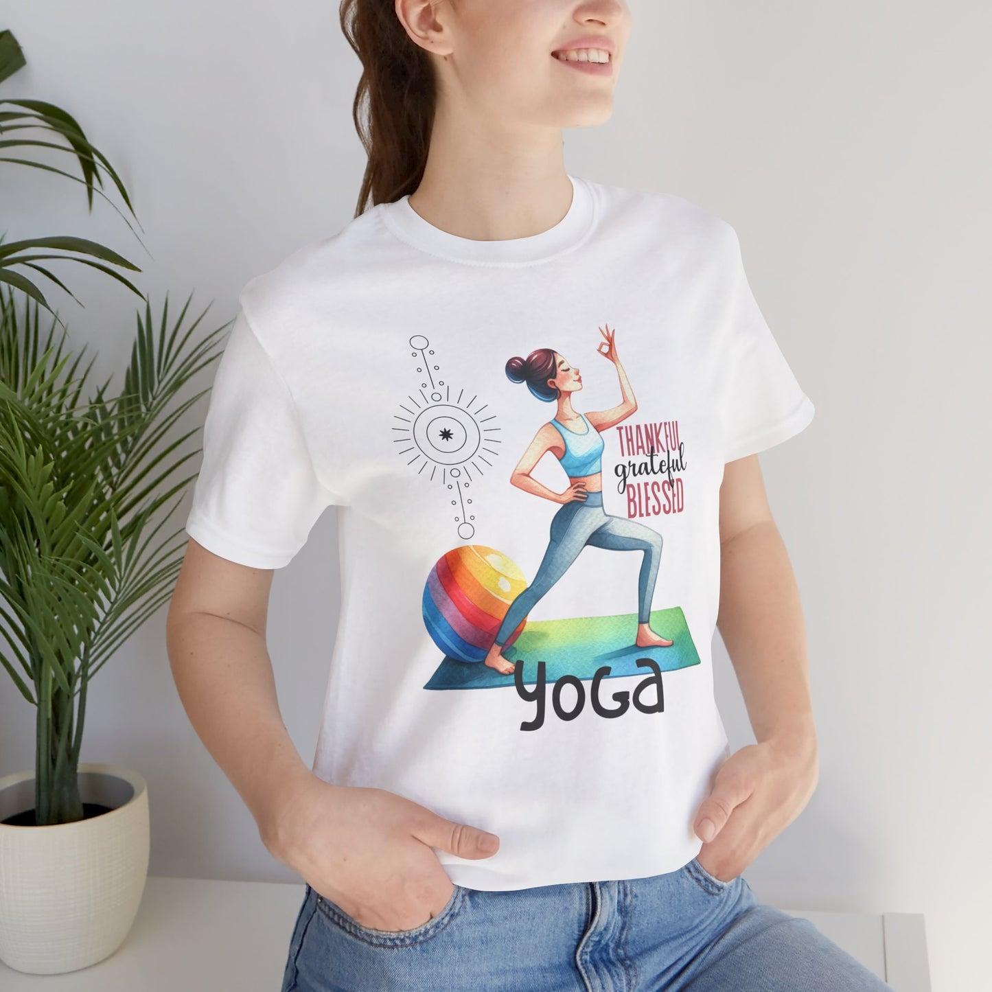 Thankful Grateful Blessed Yoga Design T-Shirt, Cute Yoga workout Shirt, Yoga lovers T-shirt, Yoga Instructor Gift, Gym shirt, Gift For Yoga lover, Gift For Yogi.
