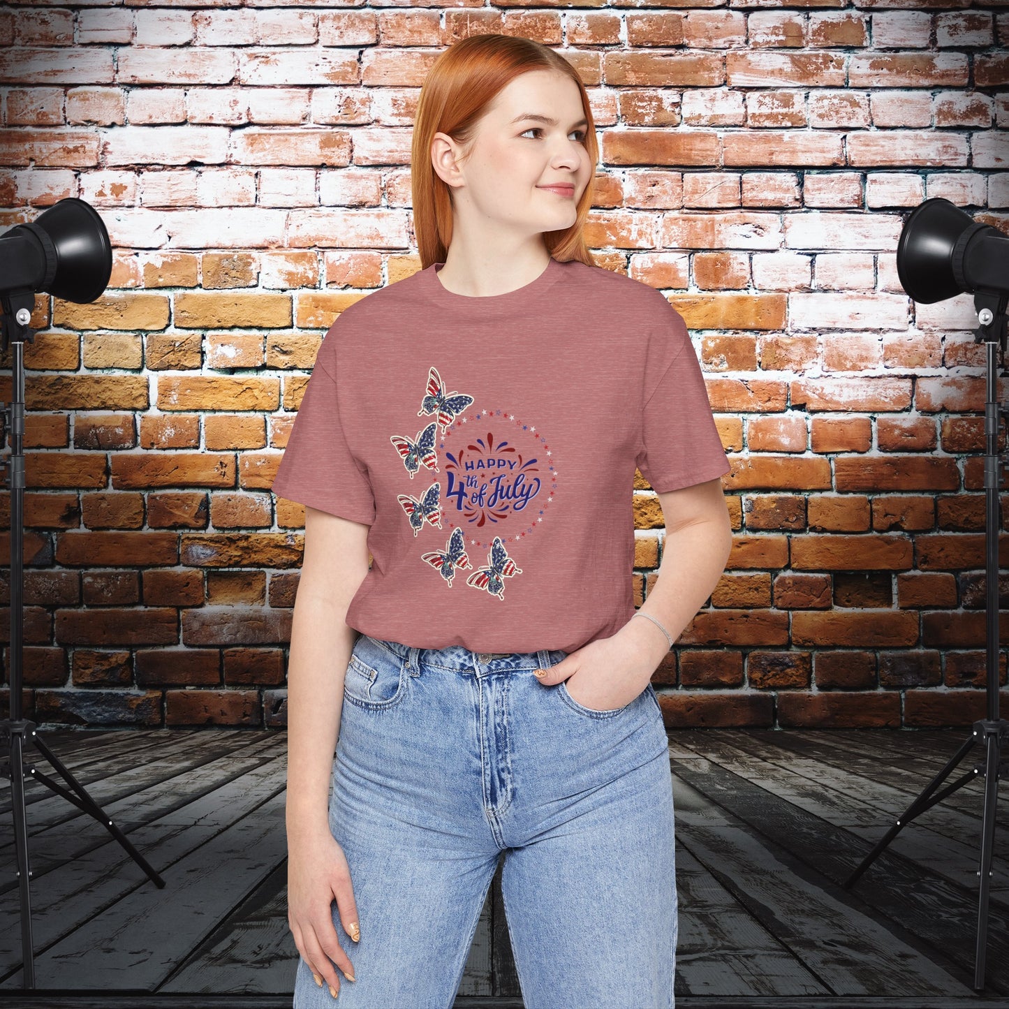 4th of July T-Shirt, Happy 4th Of July Butterfly T-Shirt, Fourth of July unisex jersey short sleeve.