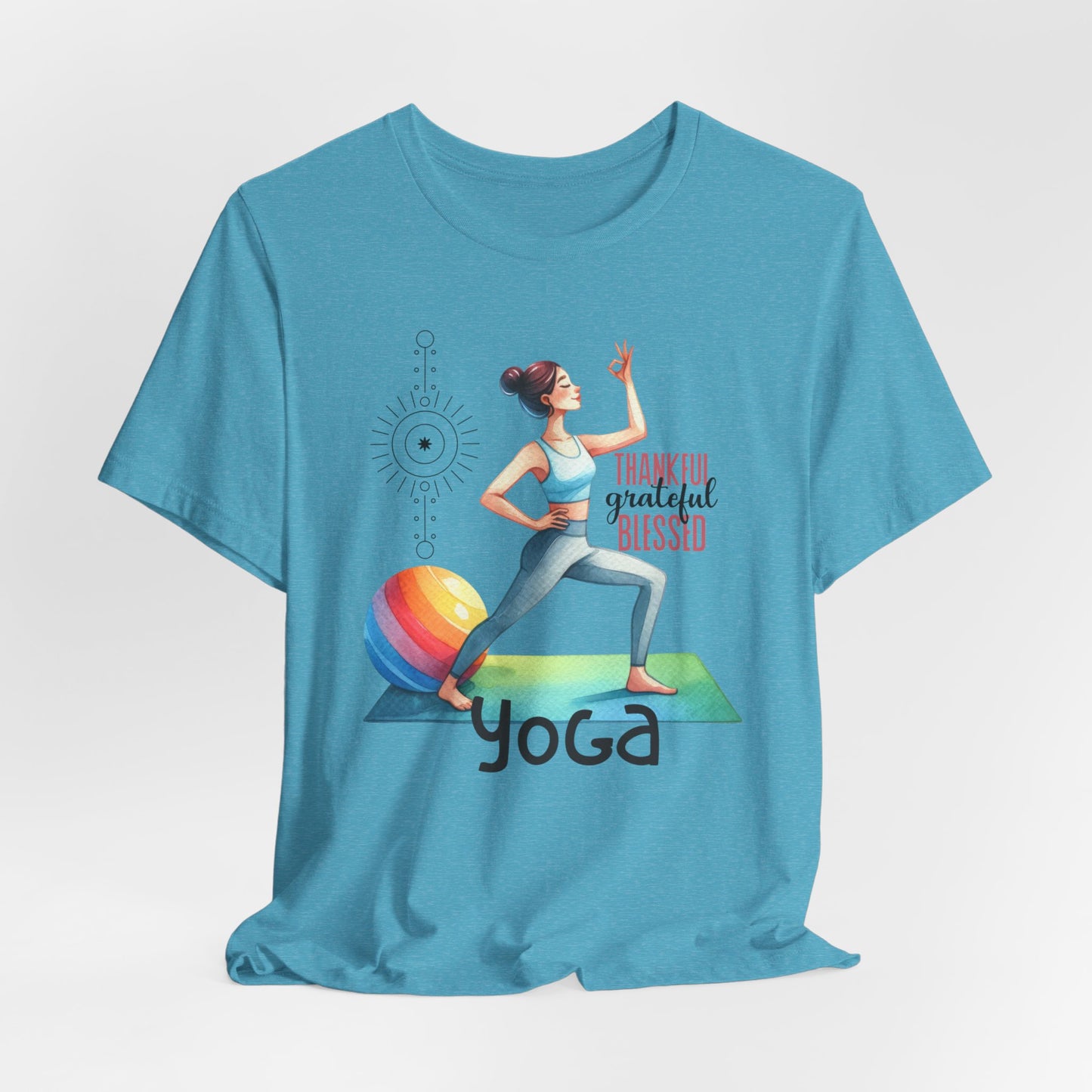 Thankful Grateful Blessed Yoga Design T-Shirt, Cute Yoga workout Shirt, Yoga lovers T-shirt, Yoga Instructor Gift, Gym shirt, Gift For Yoga lover, Gift For Yogi.