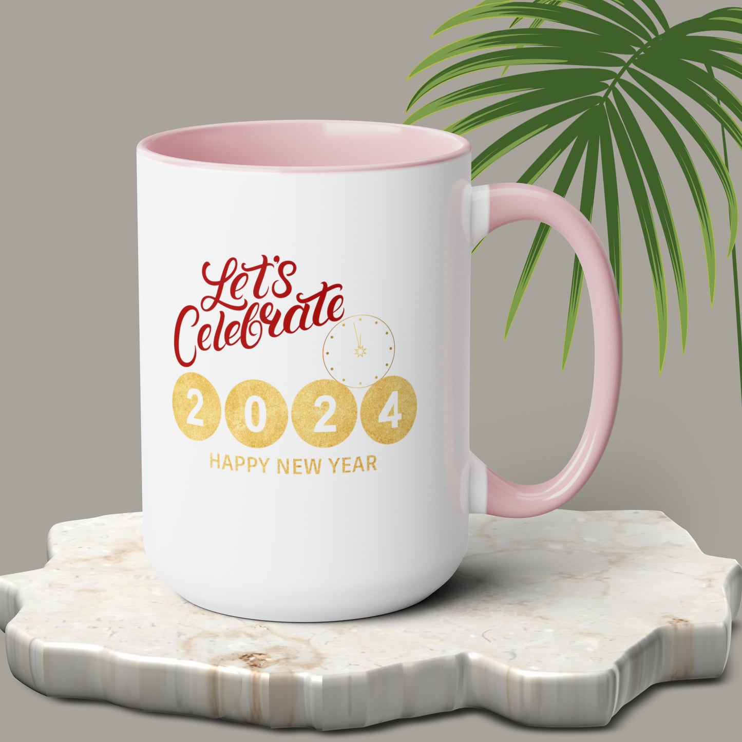 Happy New Year Two-Tone Coffee Mugs, 15oz