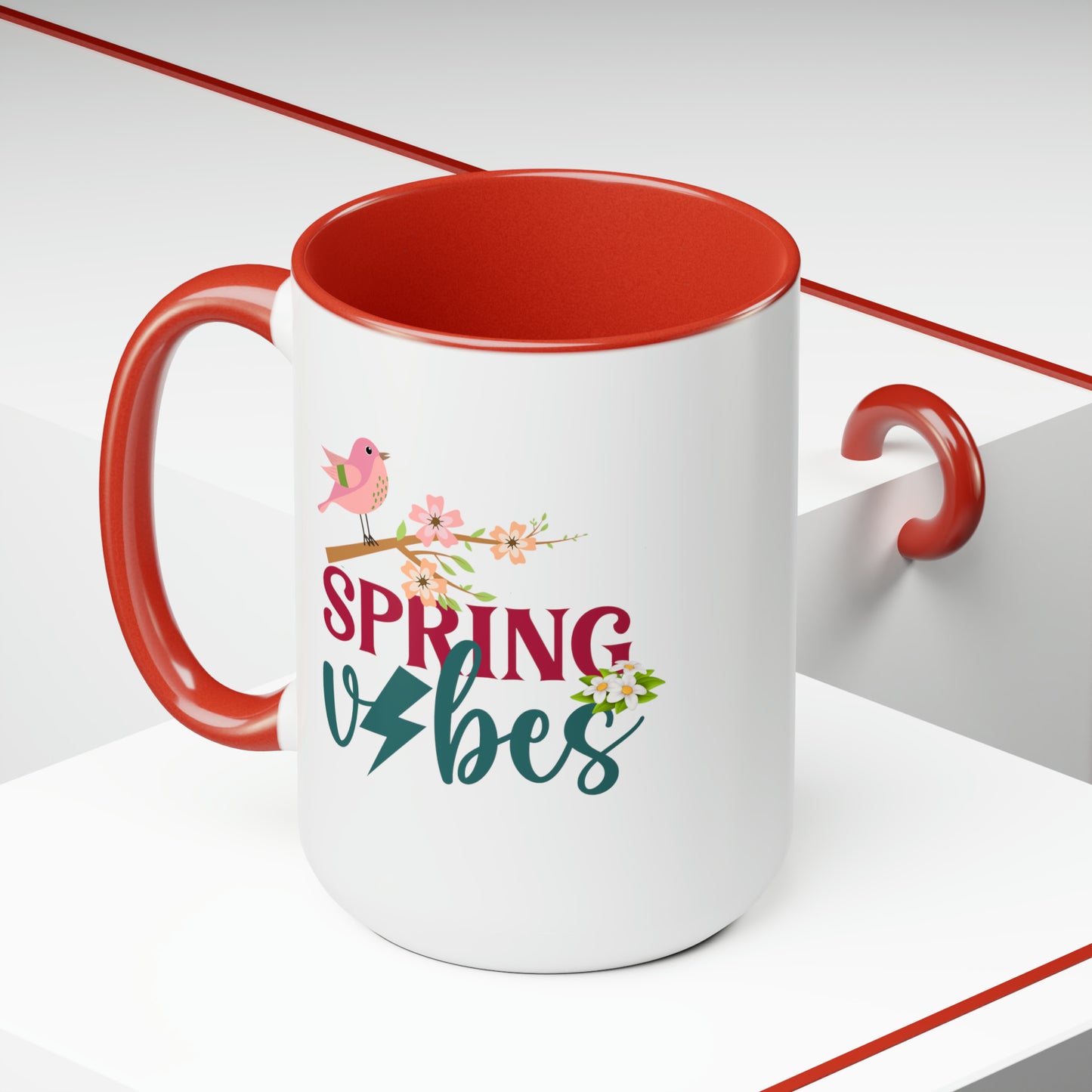 Spring Vibes Trendy two-Tone Coffee Mugs, 15oz