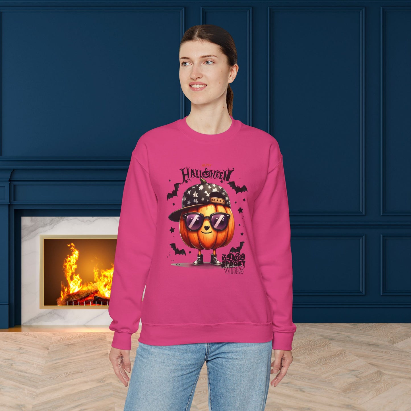 Spooky Vibes Halloween Sweatshirt, Happy Halloween Sweatshirt - Unisex Heavy Blend Crewneck, Halloween Sweatshirt, Cute Spooky Ghost sweatshirt.