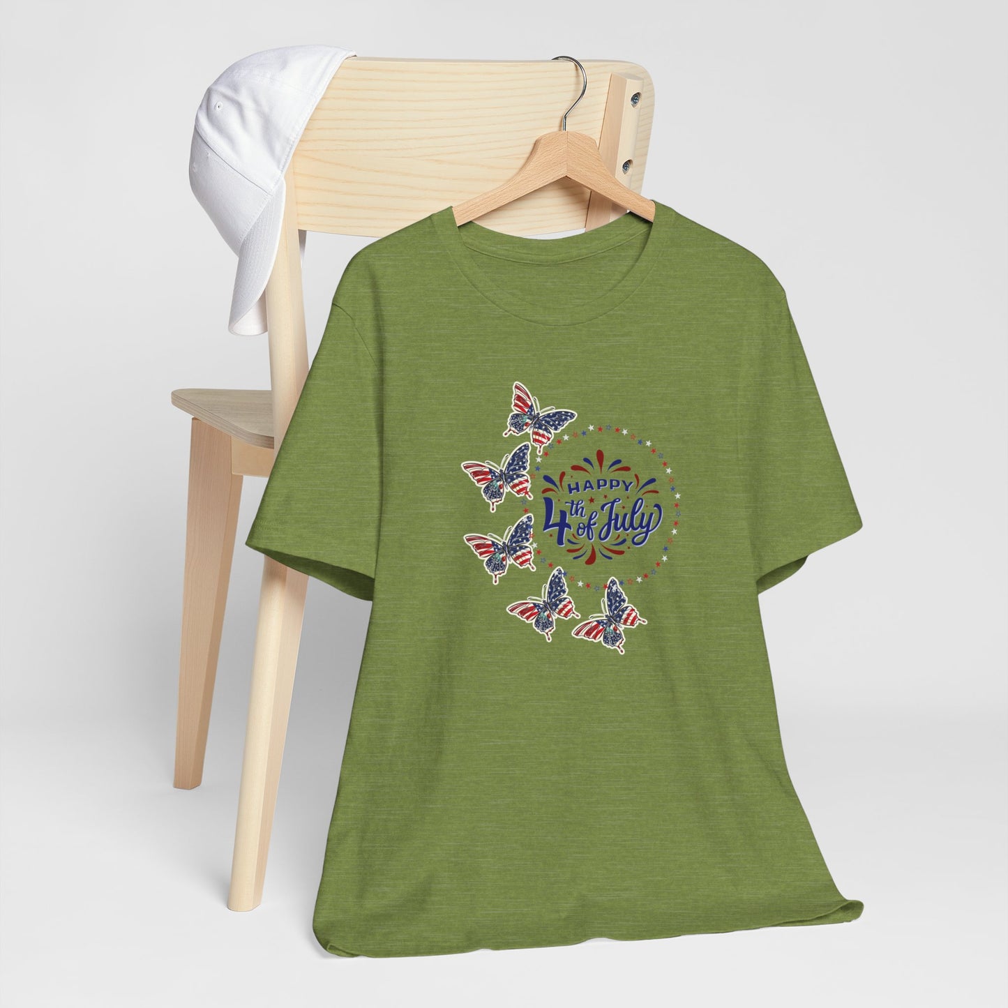 4th of July T-Shirt, Happy 4th Of July Butterfly T-Shirt, Fourth of July unisex jersey short sleeve.