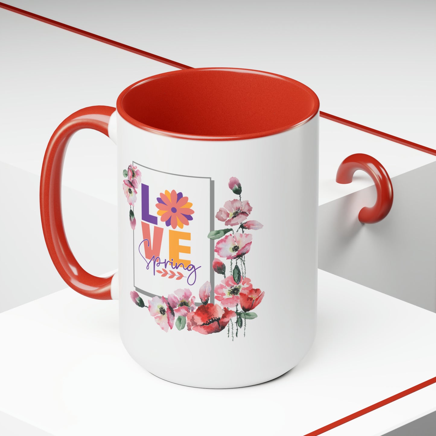 Love Spring Two-Tone Coffee Mugs, 15oz