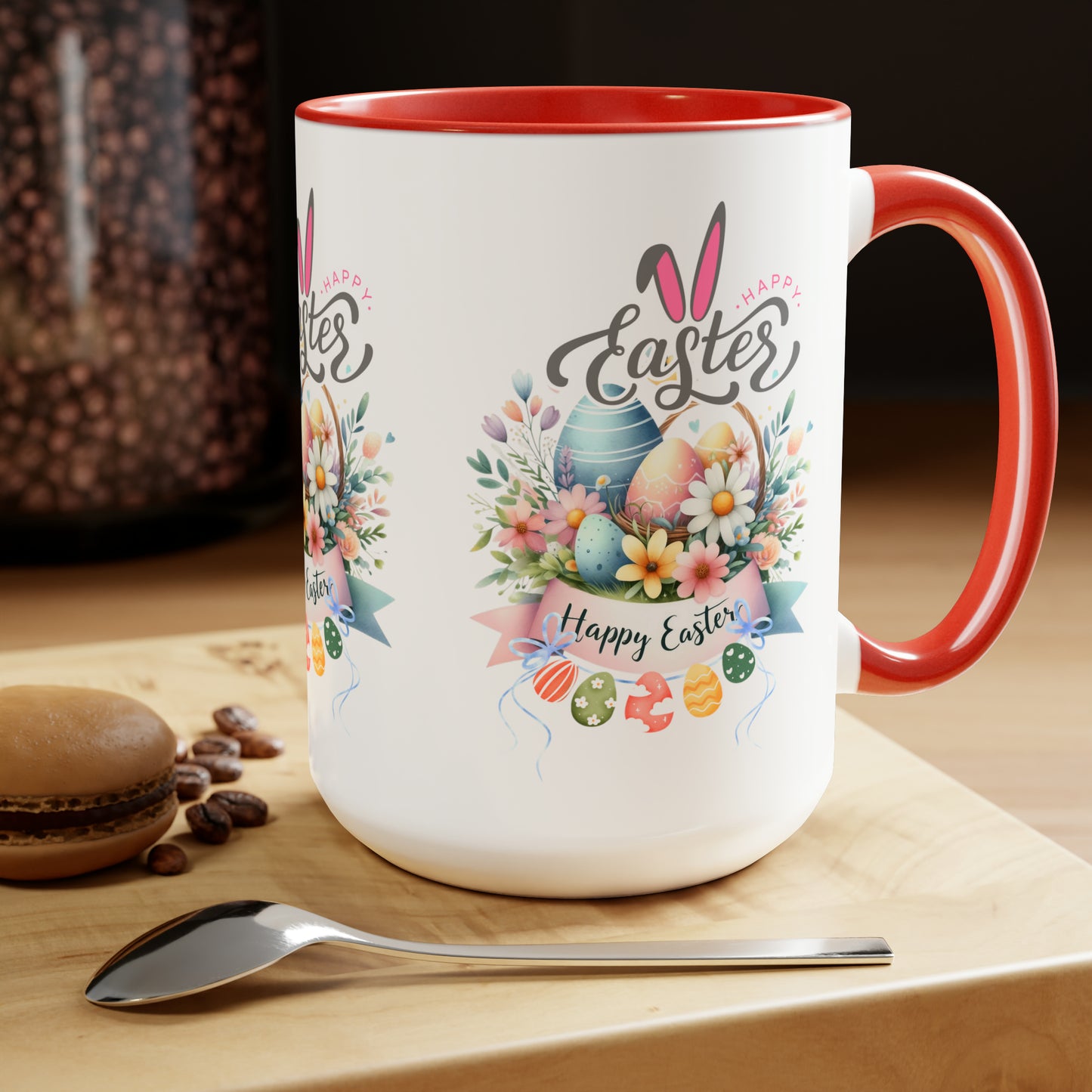 Happy easterTwo-Tone Coffee Mugs, 15oz