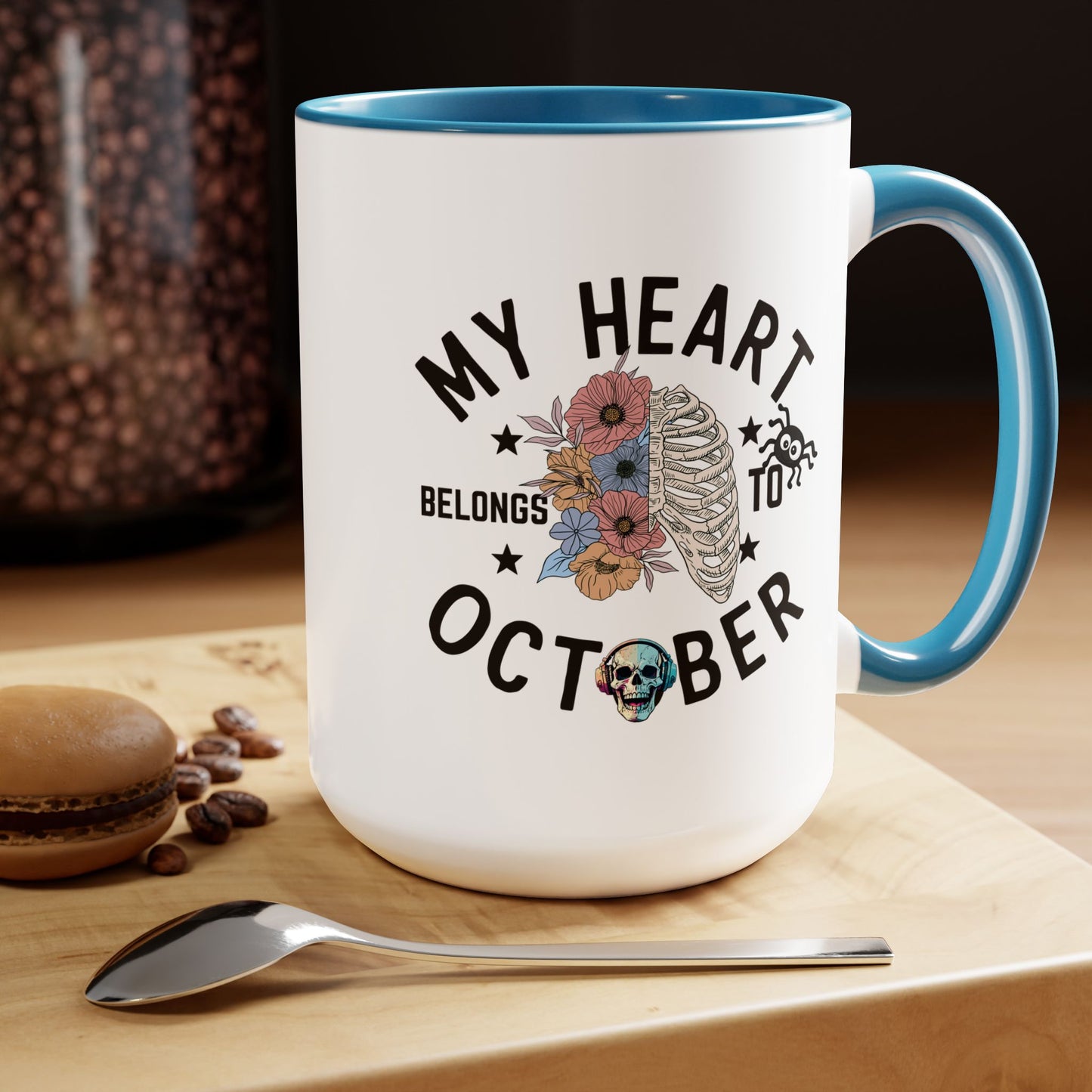 My Heart Belongs To October Halloween Coffee Mug, Let's Go Halloween Coffee Mug, Trick or Treat Halloween Coffee Mug, Cute Skeleton Coffee Mug, Spooky Season Halloween Coffee Mug.