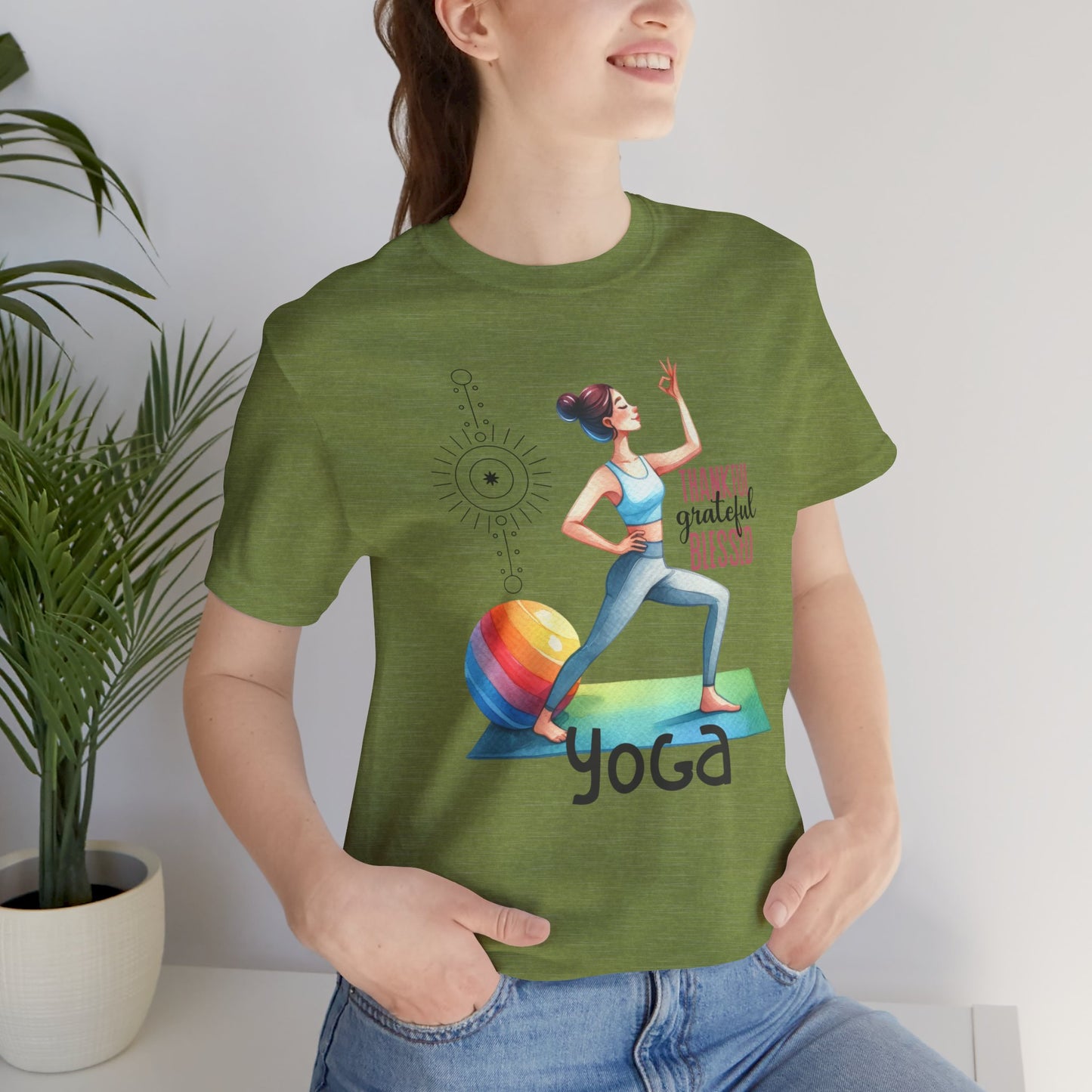 Thankful Grateful Blessed Yoga Design T-Shirt, Cute Yoga workout Shirt, Yoga lovers T-shirt, Yoga Instructor Gift, Gym shirt, Gift For Yoga lover, Gift For Yogi.