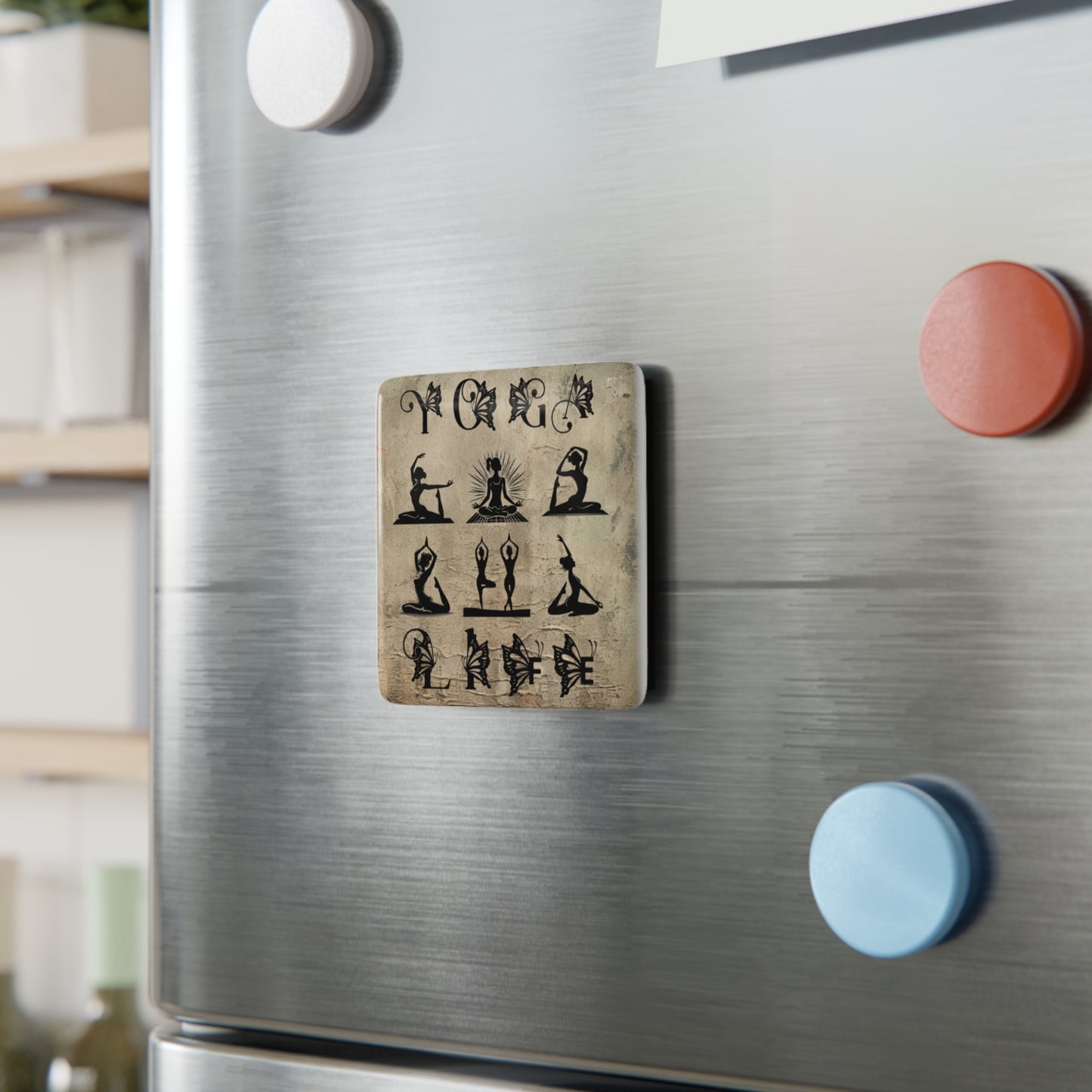 Yoga Life Yoga Porcelain Magnet, Square, Cute Porcelain Magnet, Mindful Gift, Yoga lovers Porcelain Magnet, Yoga Instructor Gift, Gift For Yoga lovers, Gift For Yogi.