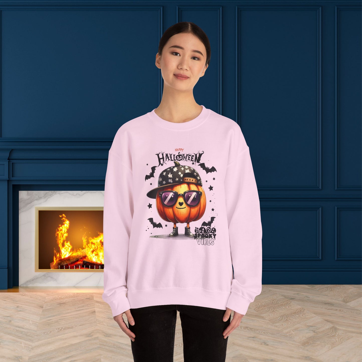 Spooky Vibes Halloween Sweatshirt, Happy Halloween Sweatshirt - Unisex Heavy Blend Crewneck, Halloween Sweatshirt, Cute Spooky Ghost sweatshirt.