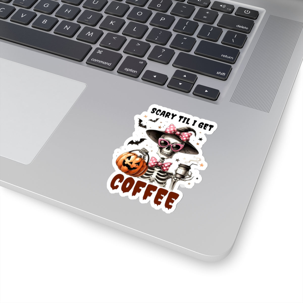 Scary Til I Get Coffee Halloween Kiss-Cut Stickers, Cute Skeleton Halloween Kiss-Cut Stickers, Happy Halloween Kiss-Cut Stickers, Spooky Season Kiss-Cut Stickers, Trick Or Treat Halloween Kiss-Cut Stickers.