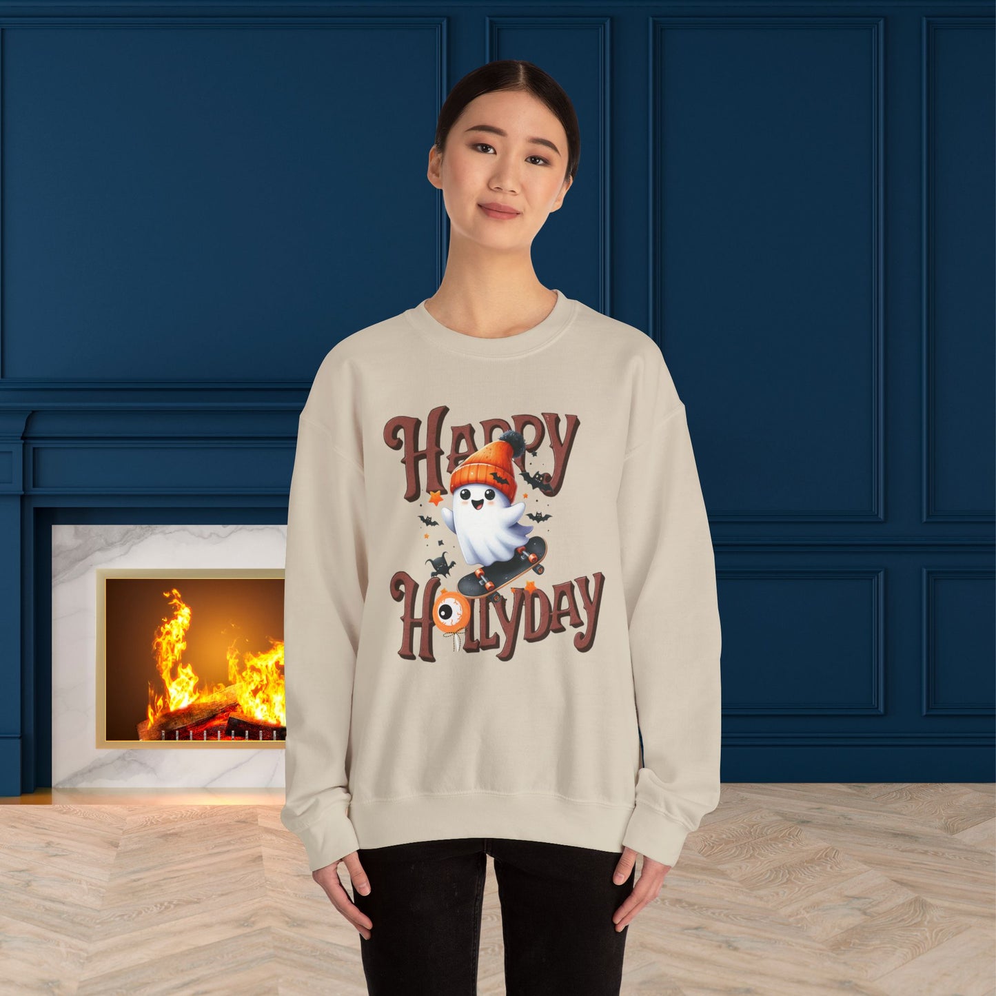 Happy Halloween Sweatshirt, Happy Halloween Sweatshirt - Unisex Heavy Blend Crewneck, Halloween Sweatshirt, Cute Spooky Ghost sweatshirt.