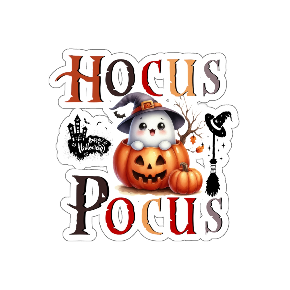 Hocus Pocus Halloween Kiss-Cut Stickers, Spooky Vibes Happy Halloween Kiss-Cut Stickers, Happy Halloween Kiss-Cut Stickers, Spooky Season Kiss-Cut Stickers, Trick Or Treat Halloween Kiss-Cut Stickers.