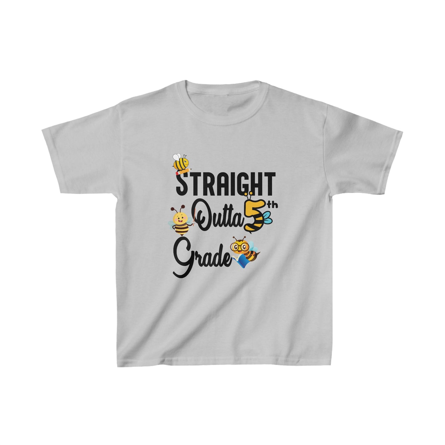 Straight Outta 5th Grade Back To School Kids Heavy Cotton™ Tee, Back to school Kids Shirt, 1st Day Of School Shirt, Back To School Cotton T-Shirt.