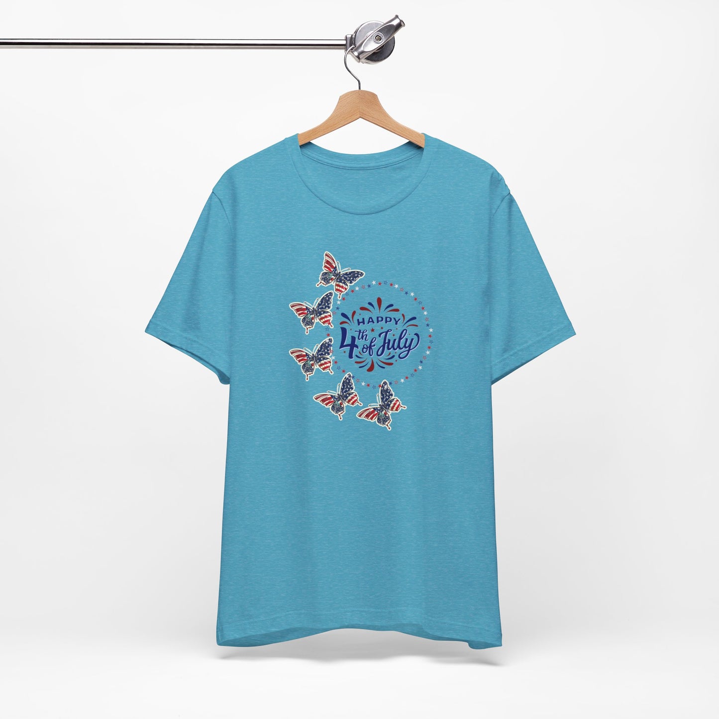 4th of July T-Shirt, Happy 4th Of July Butterfly T-Shirt, Fourth of July unisex jersey short sleeve.