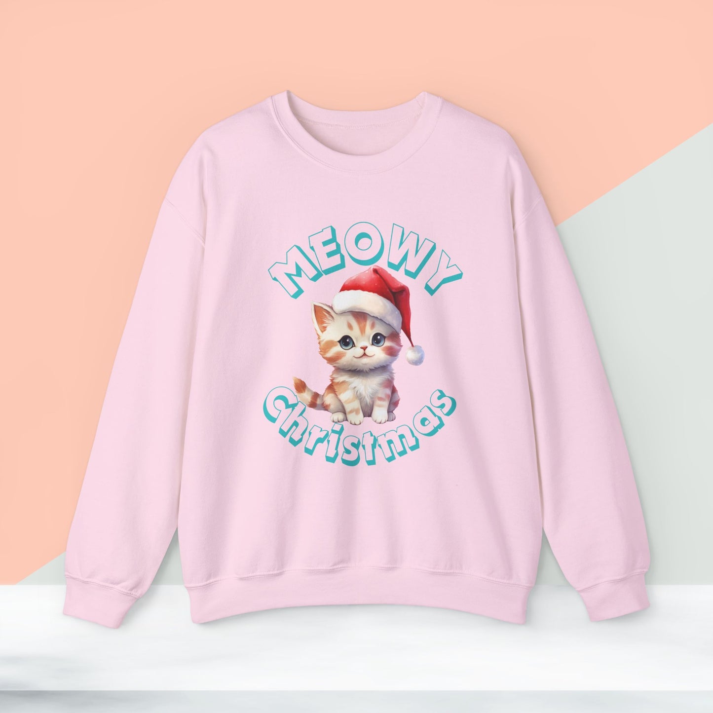 Meowy Christmas Sweatshirt - Unisex Heavy Blend, Merry Christmas, Festive, Christmas Gift, Crewneck, merry Christmas Sweatshirt, Christmas Sweatshirt Christmas Gift, Festive Sweatshirt.