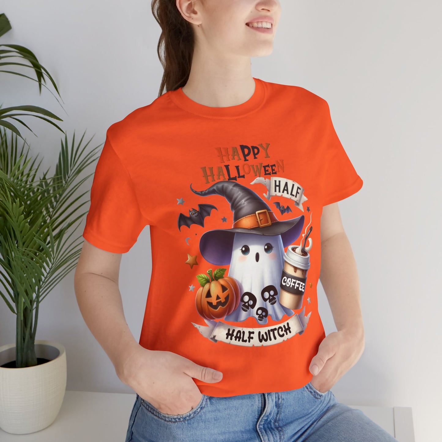 Half Coffee Half Witch T-shirt, Happy Halloween T-shirt, Trick Or Treat T-shirt, Halloween T-shirt, Cool Halloween T-shirt, Spooky T-shirt,