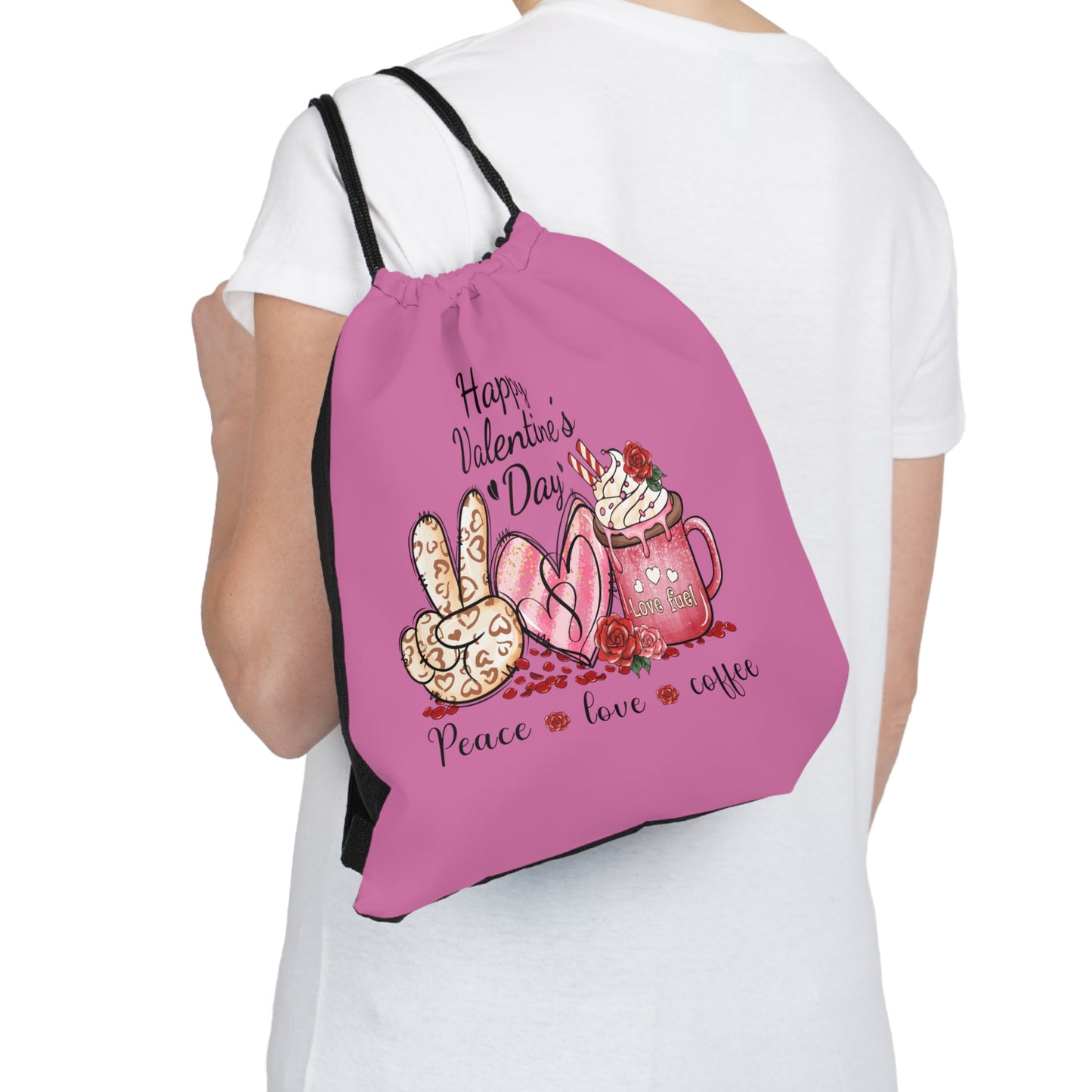 Happy Valentines Day Drawstring Bag
