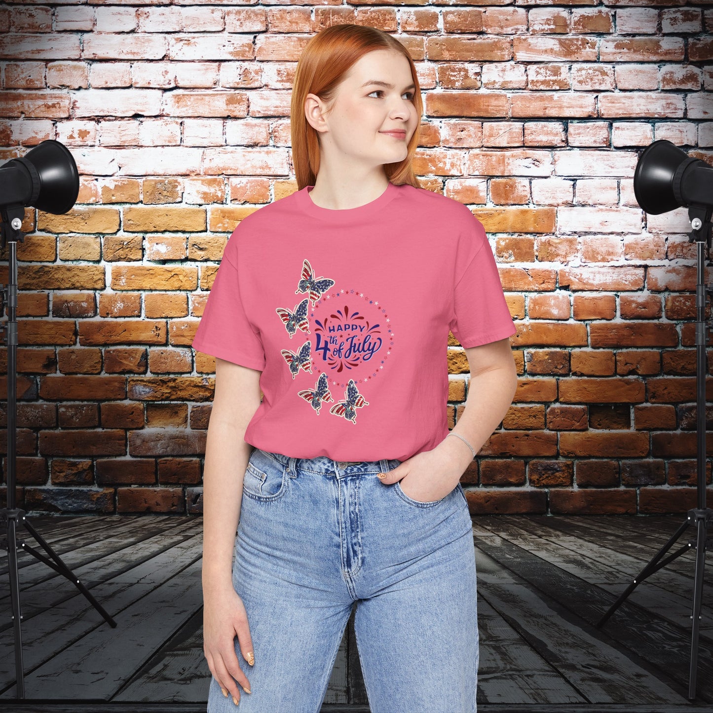 4th of July T-Shirt, Happy 4th Of July Butterfly T-Shirt, Fourth of July unisex jersey short sleeve.