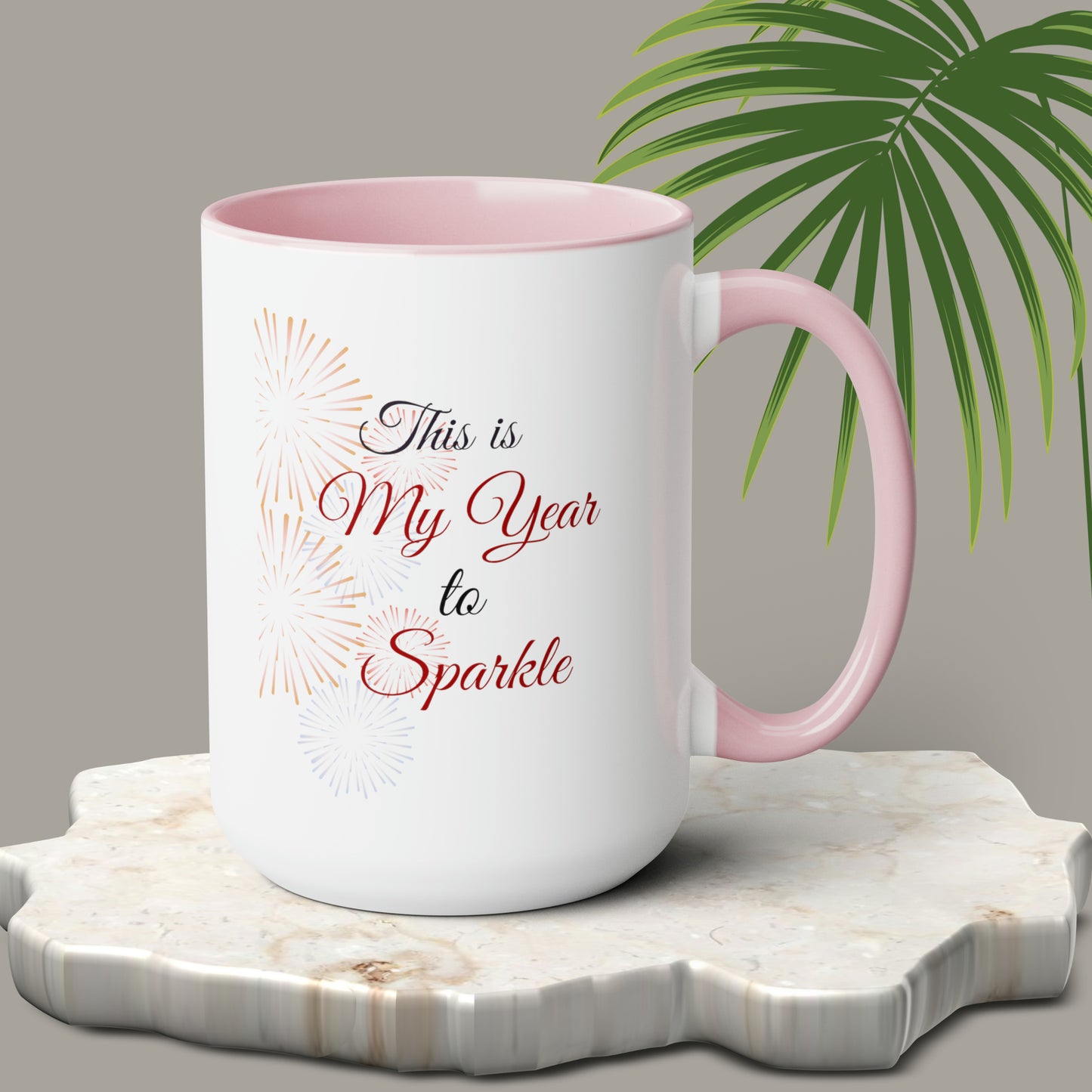 Happy New Year Two-Tone Coffee Mugs, 15oz