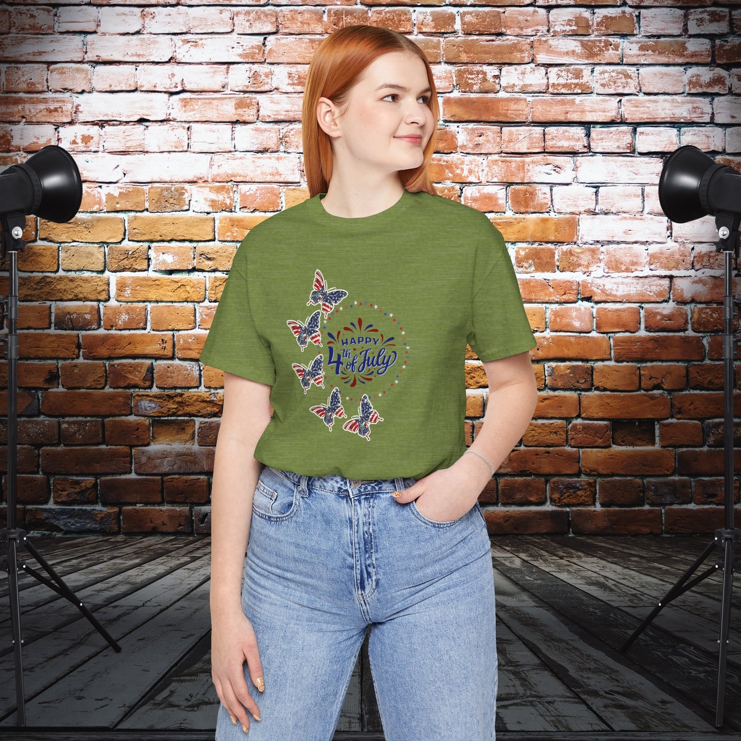 4th of July T-Shirt, Happy 4th Of July Butterfly T-Shirt, Fourth of July unisex jersey short sleeve.