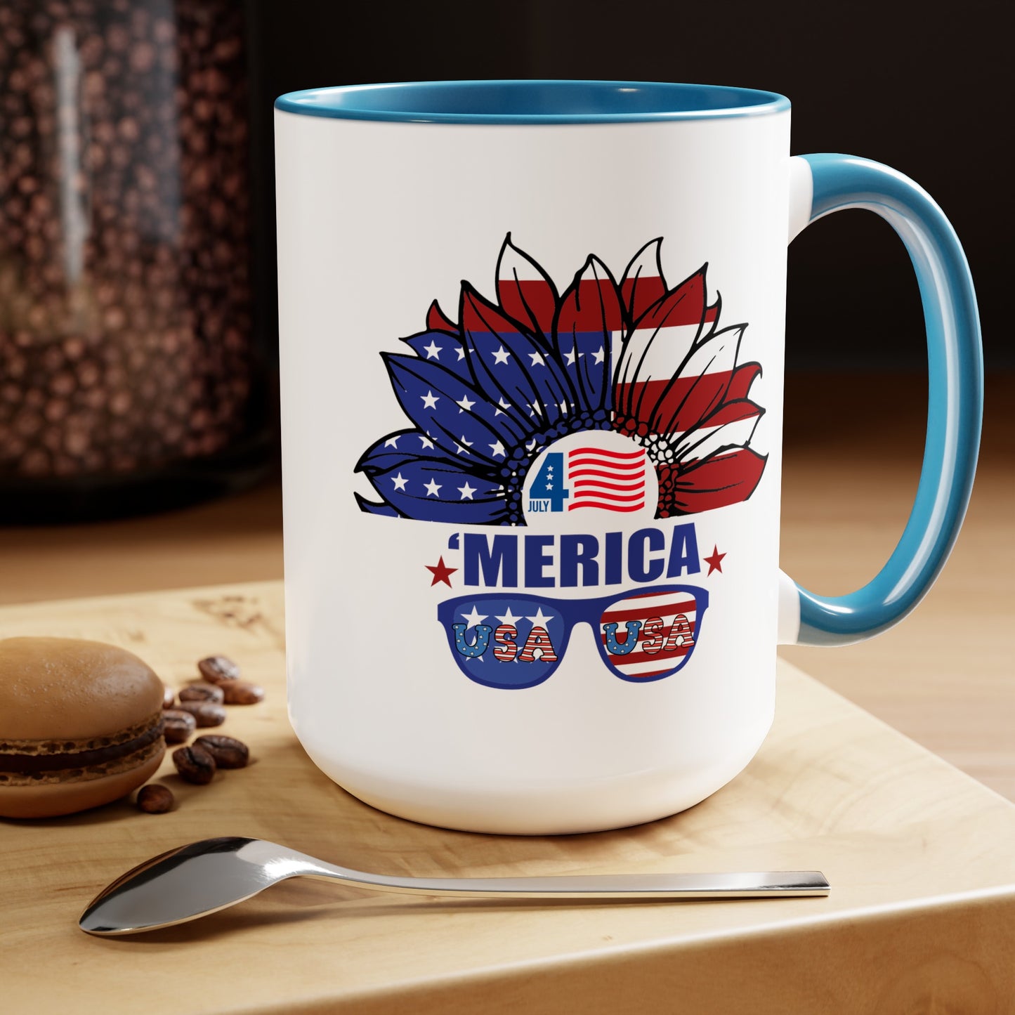 Happy 4th Of July Two -Tone Coffee Mug.15oz.